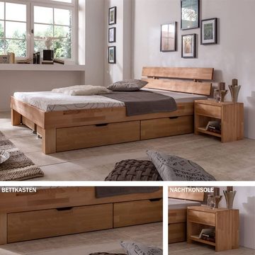 ELFO Futonbett Futonbett Bett Kernbuche massiv geölt Judith 90/100/120/140/180x200cm, Kernbuche massiv, robust