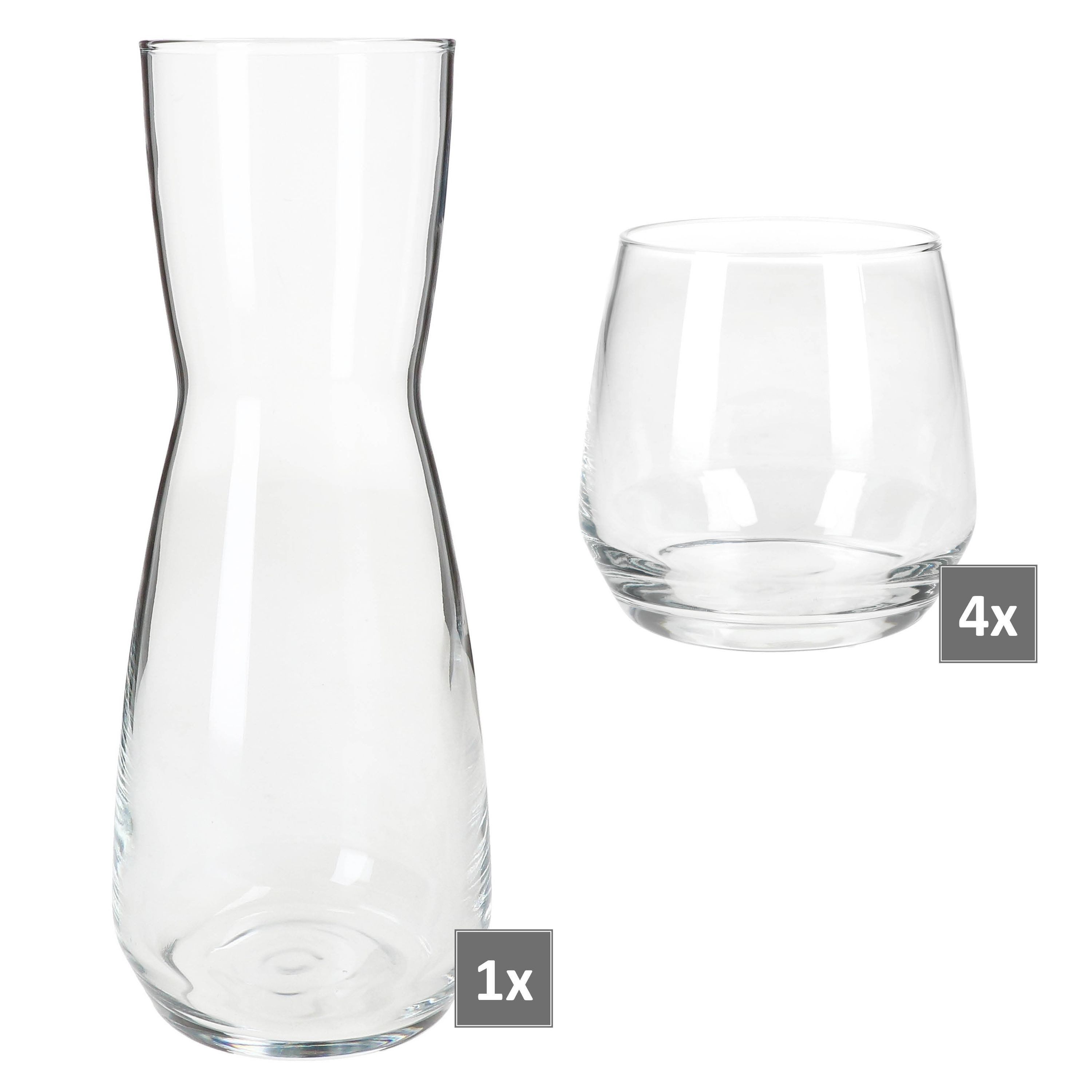 MamboCat Karaffe Vital 5tlg Karaffe Set Karaffe 1L + 4x Trinkgläser 350ml Glas Eistee – Bild 4 von 5