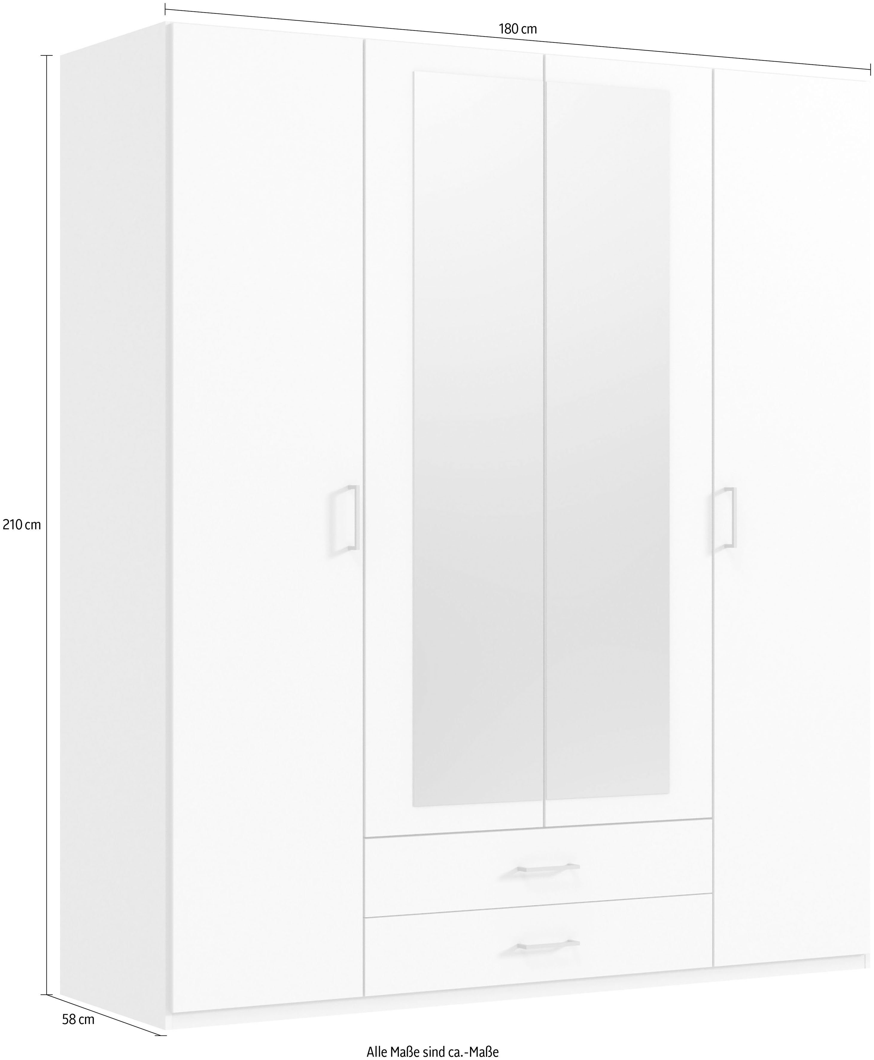 Wimex Drehtürenschrank Weiß/ Graphit Spiegeln | mit Weiß Gronau und Schubkästen Schubladen