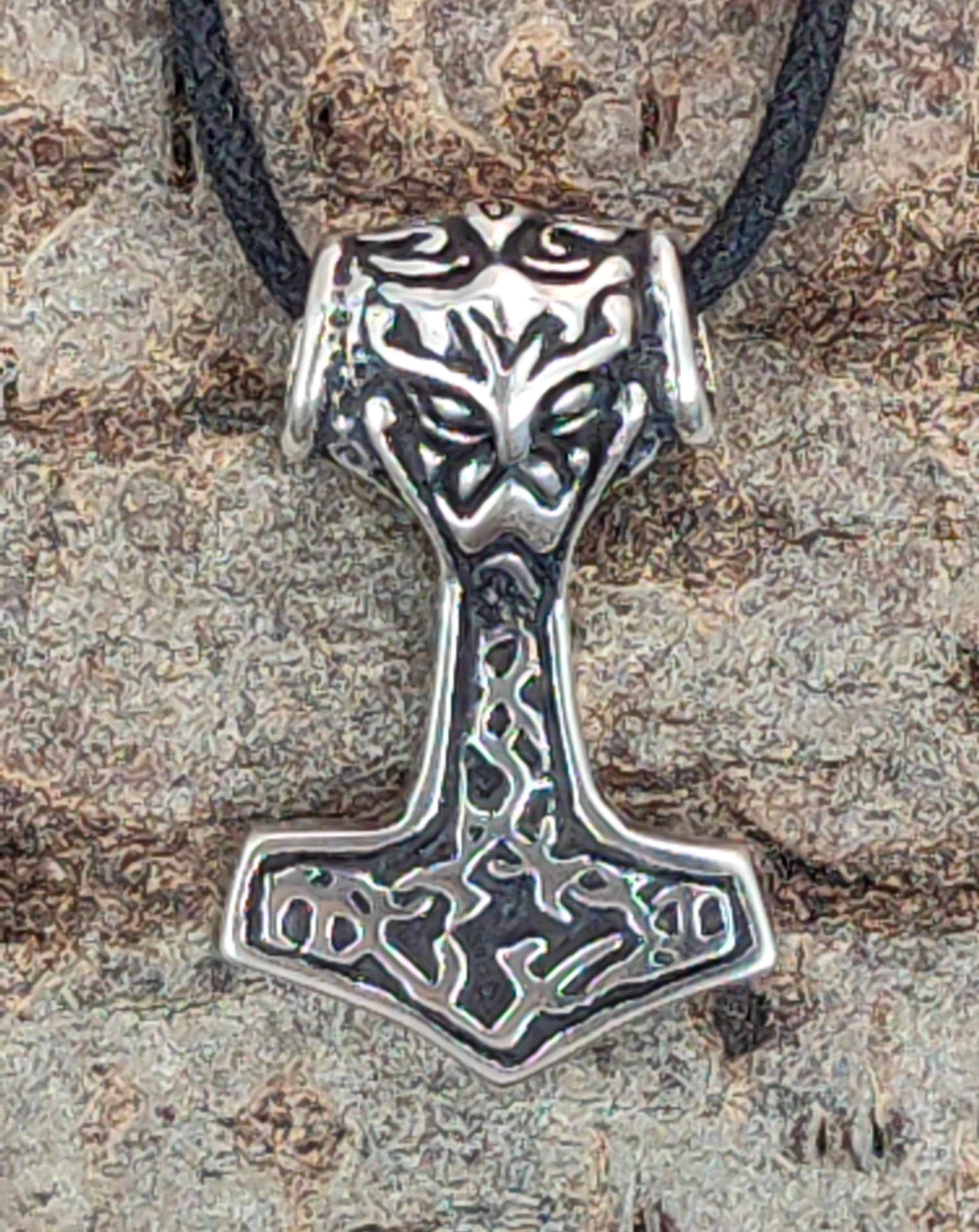 Kiss of Leather Kettenanhänger Thorshammer Mjölnir Thorhammer mit Anhänger Thor Königskette Silber 925