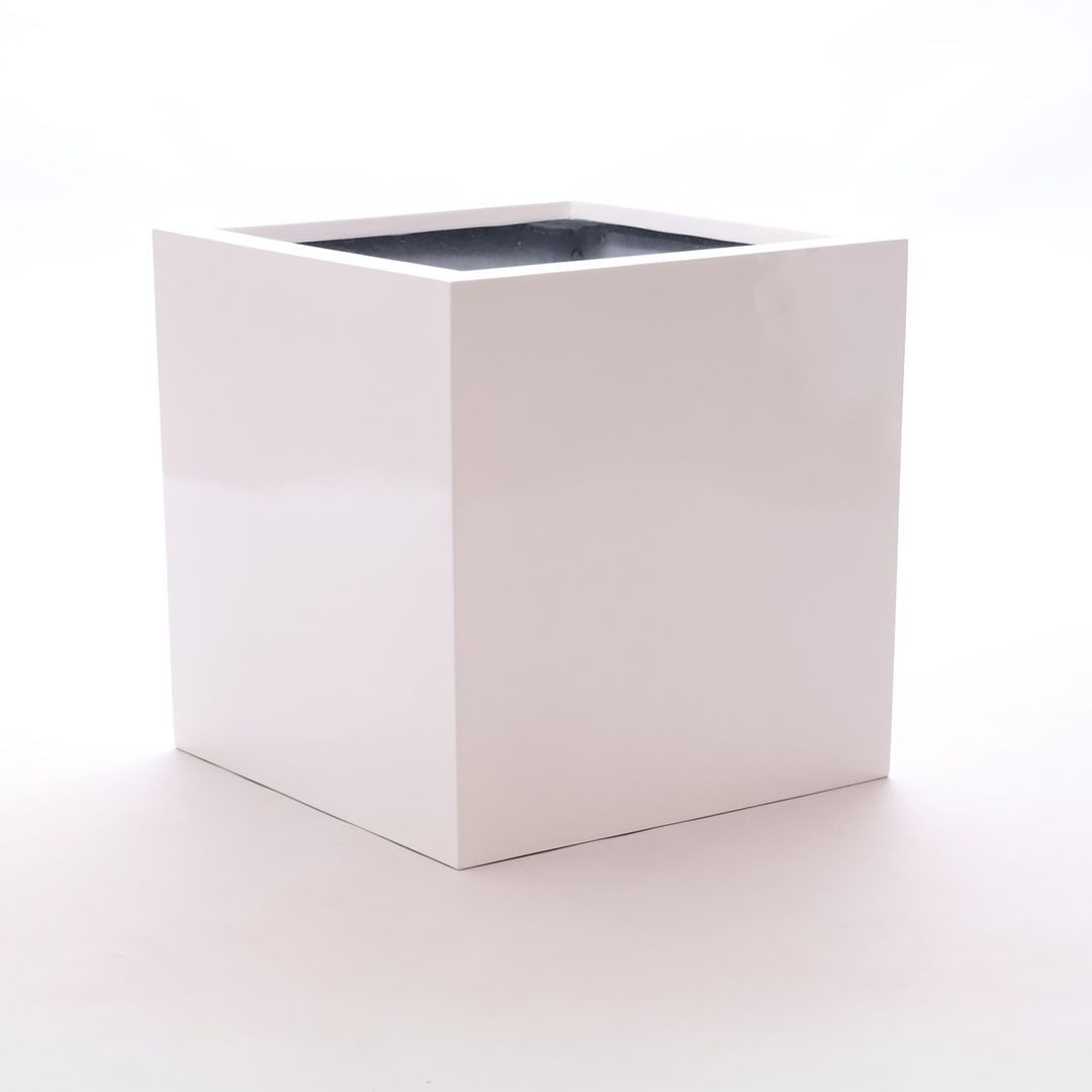 Elegant Einrichten Pflanzkübel Fiberglas quadratisch 30x30x30cm hochglanz weiß (1 St)