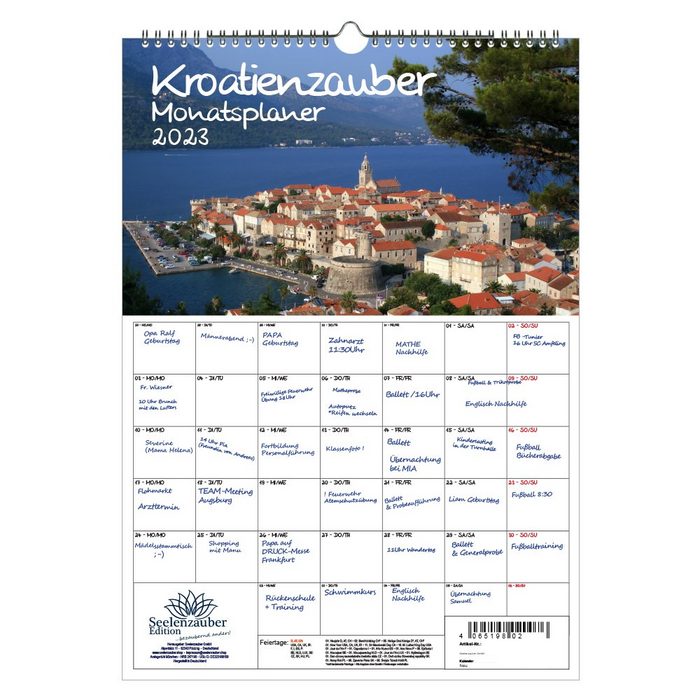 Seelenzauber Wandkalender Kroatienzauber Planer DIN A3 - Kalender für 2023 Kroatien - Seelenzaub