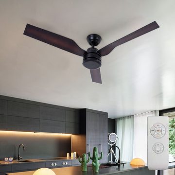 etc-shop Deckenventilator, Decken Ventilator mit Fernbedienung Wohnzimmer Lüfter, schwarz braun