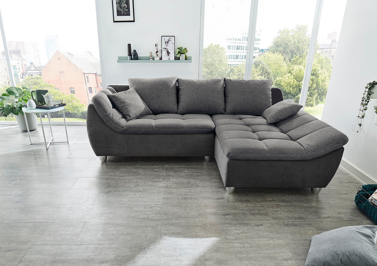 Jockenhöfer Gruppe Ecksofa "Genua L-Form, B: 250 cm" mit 2 Zierkissen günstig online kaufen