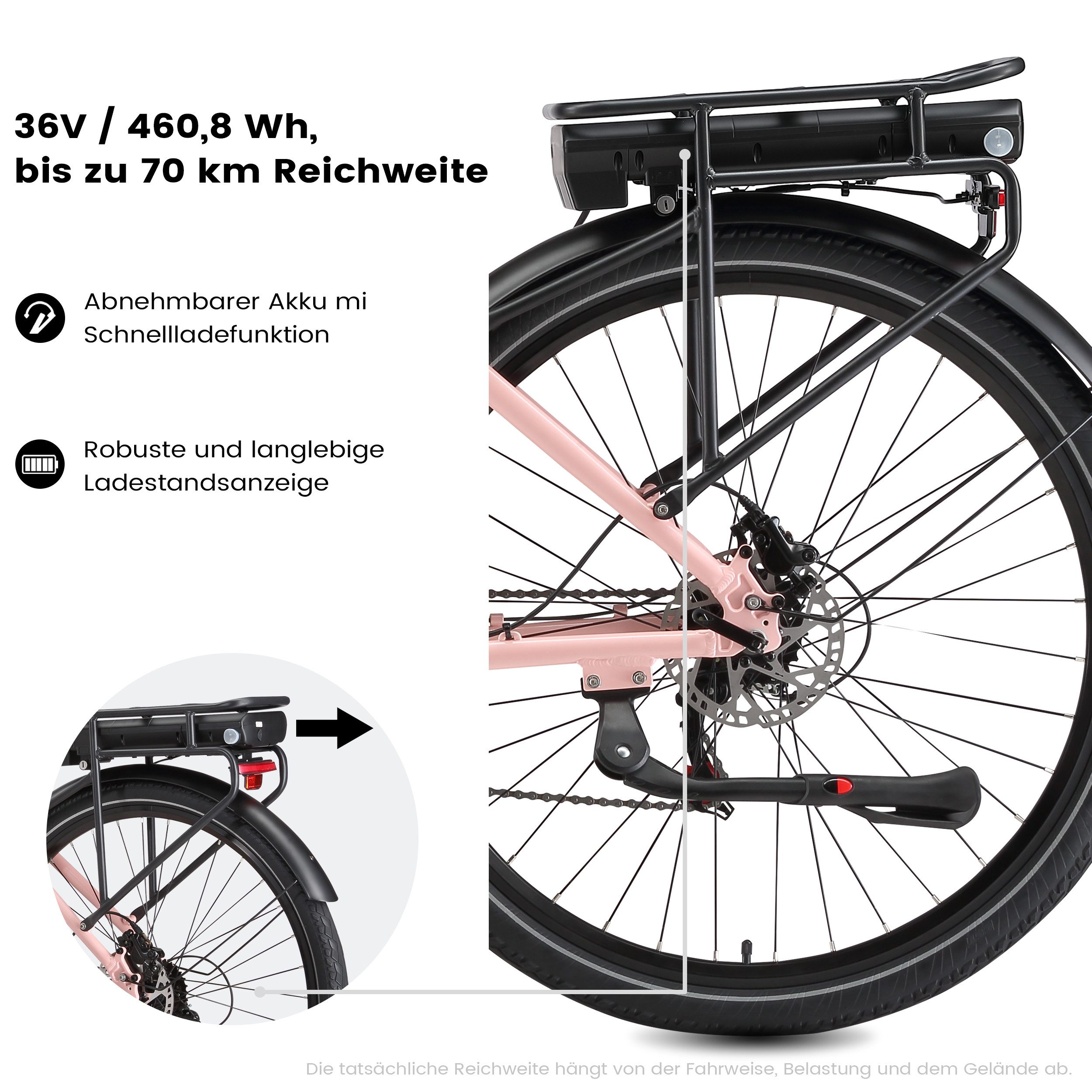 Maxtron E-Bike ATB Maxtron Urban 8 City-E-Bike 28 Zoll, 7 Gang Shimano, Kettenschaltung, Mittelmotor, 460 Wh, (mit integr. Akku), Elektrofahrrad für Alltag und Einkauf
