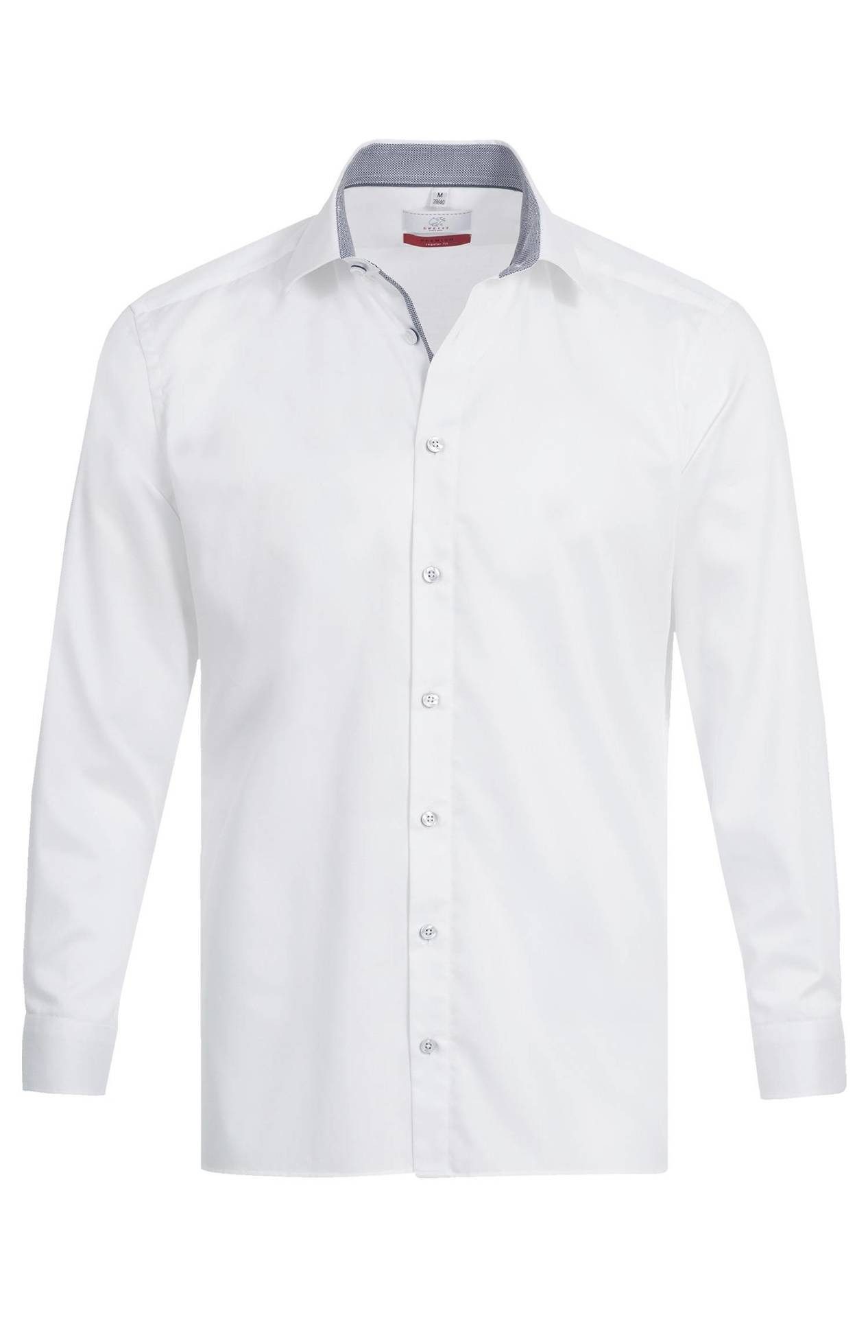 Langarmhemd Greiff Essentials PREMIUM Herren Hemd New-Kent Regular Weiß/Blau