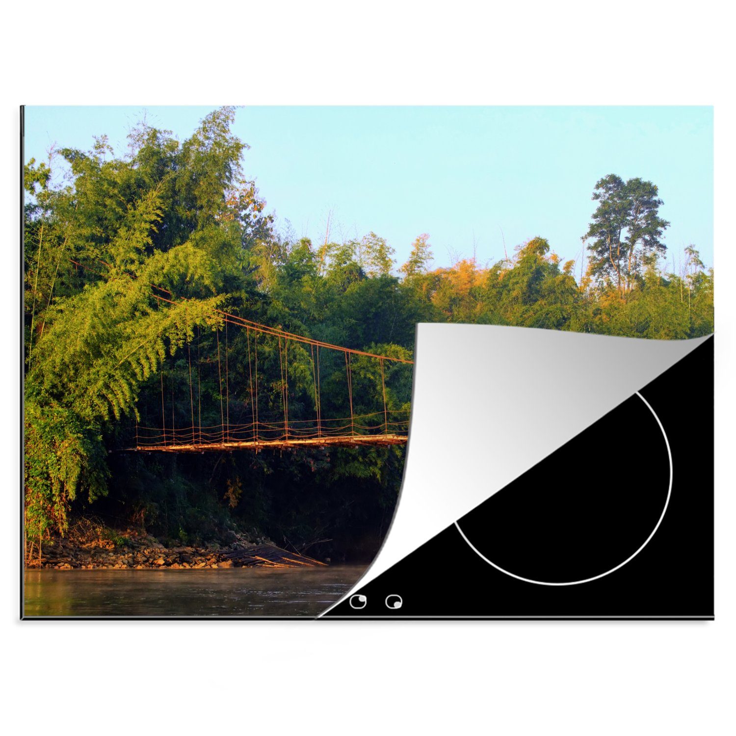 MuchoWow Herdblende-/Abdeckplatte Bambus-Brücke, Vinyl, (1 tlg), 70x52 cm, Mobile Arbeitsfläche nutzbar, Ceranfeldabdeckung