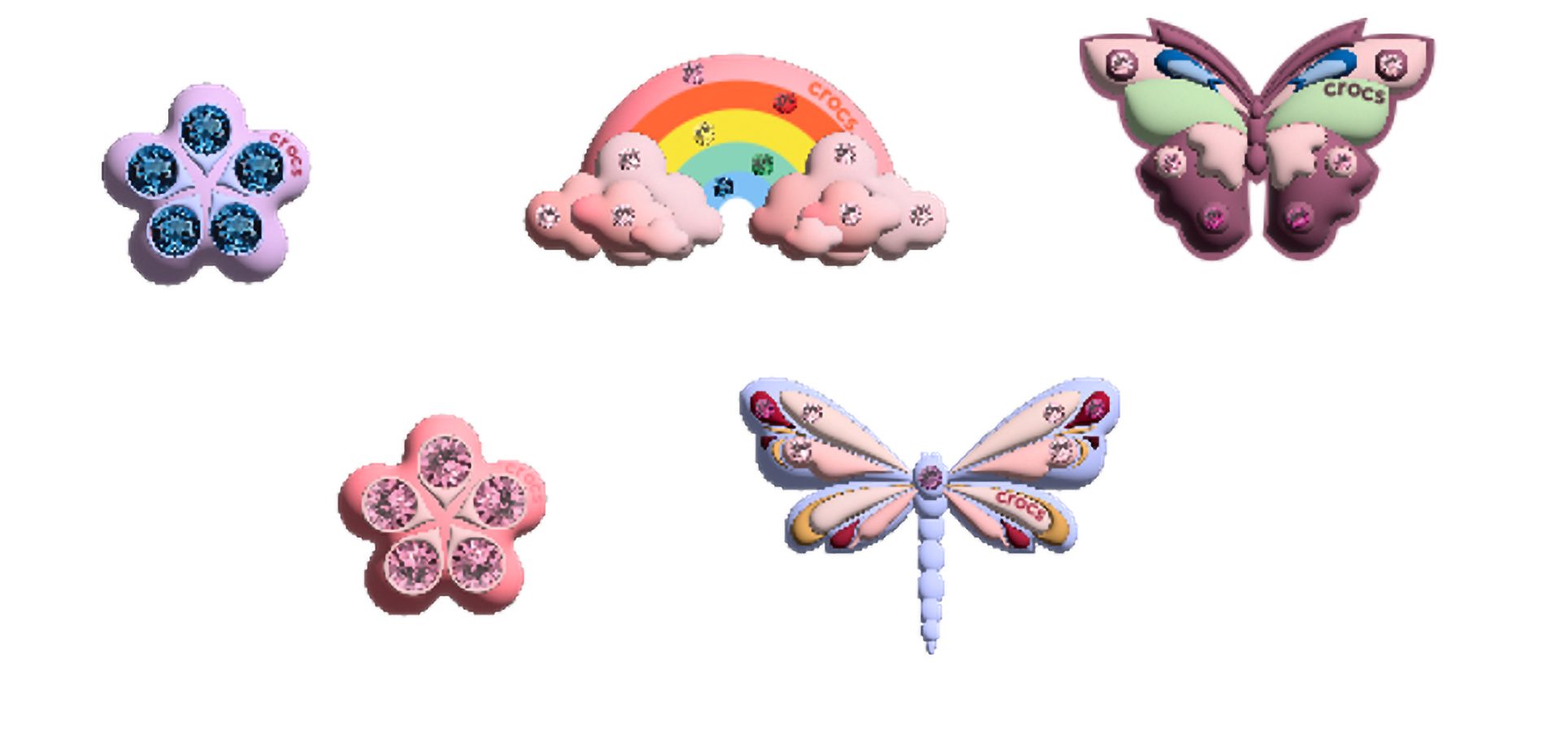 Crocs Schuhanstecker Jibbitz™ Magical Garden Bug (Set, 5-tlg., Kein Spielzeug. Nicht für Kinder unter 3 Jahren geeignet), Anstecker für Crocs Schuhe in Pastellfarben