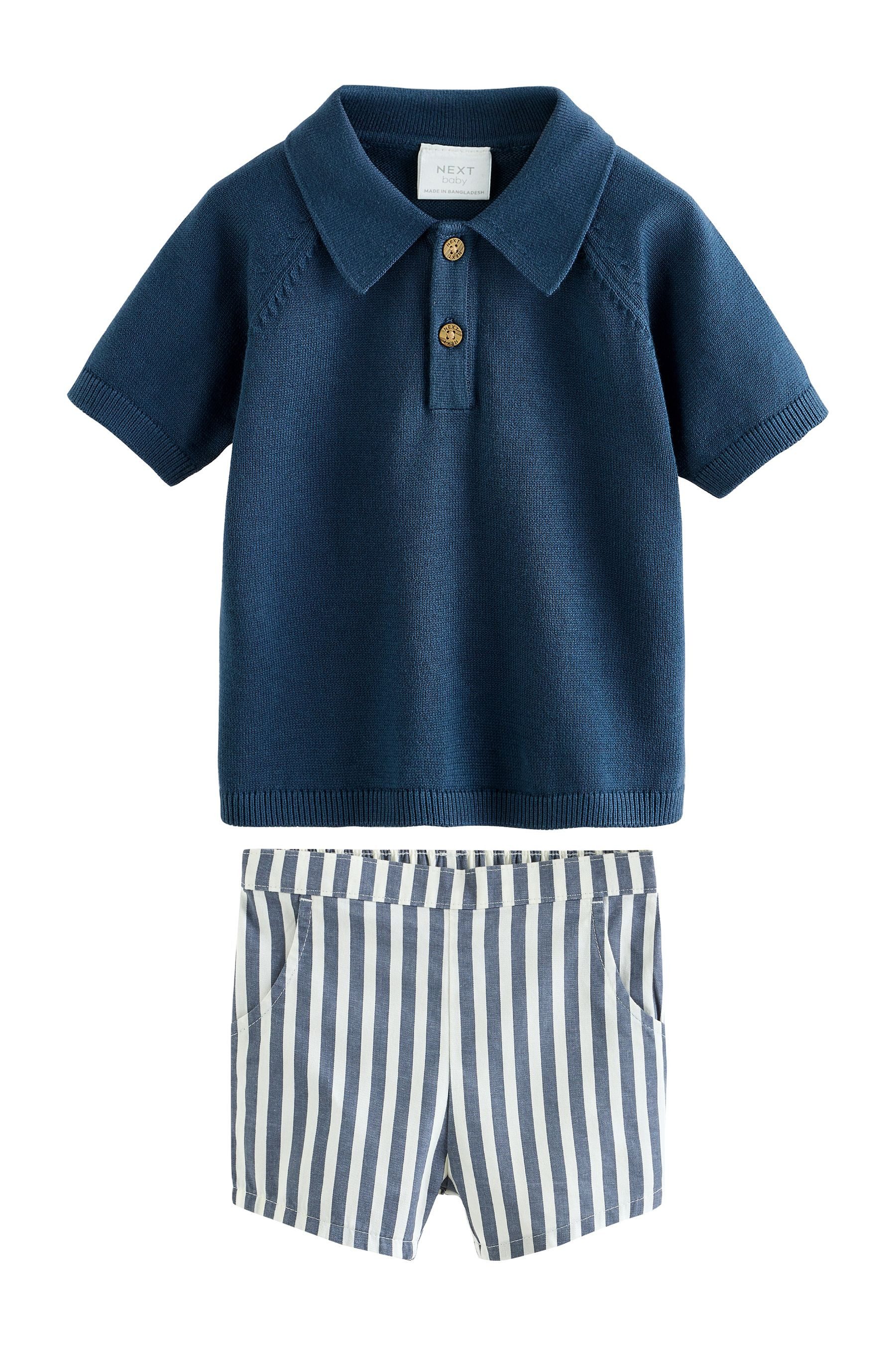 Next Shirt & Shorts Gestricktes Baby Oberteil und Shorts aus Webstoff (2-tlg)