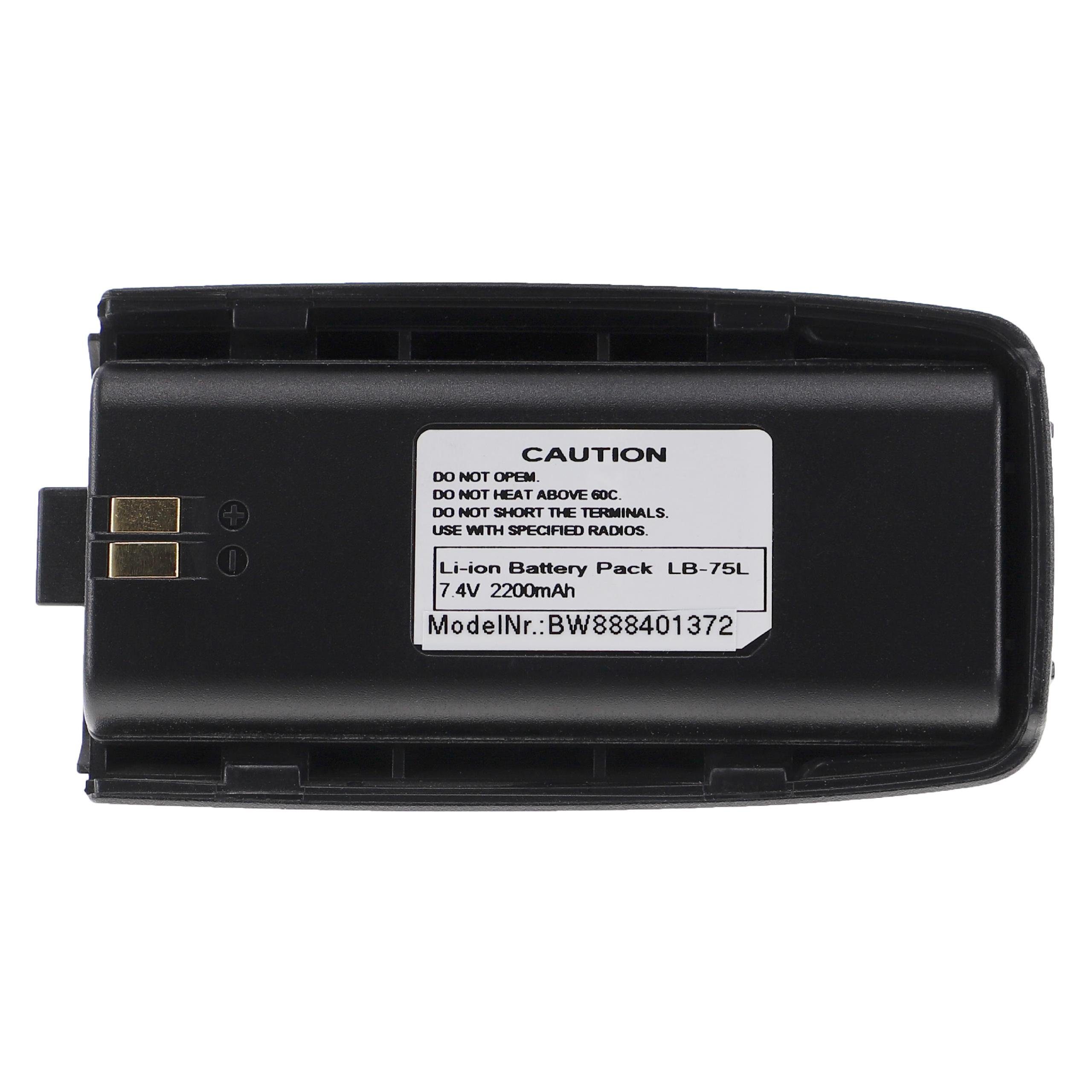 vhbw kompatibel mit Retevis RT2 Akku Li-Ion 2200 mAh (7,4 V)