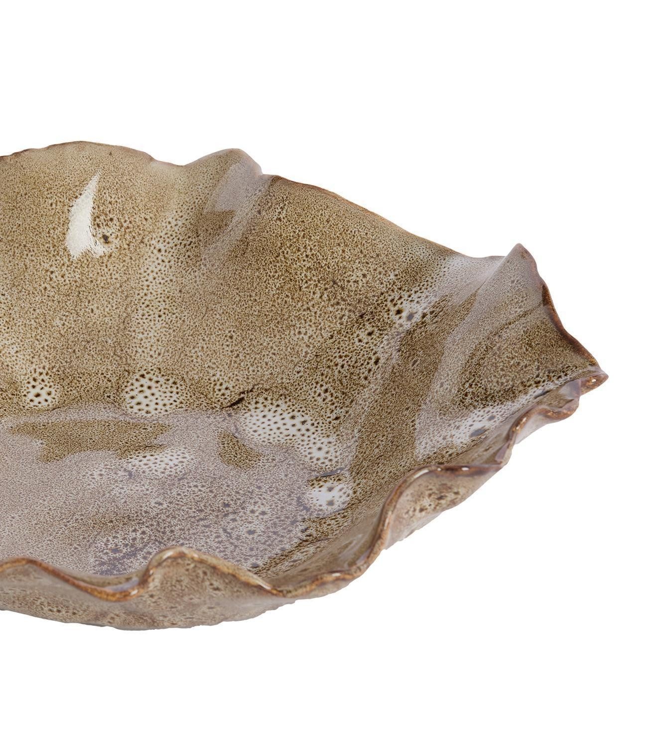 Light & Living Dekoschale BANDA, B 21,5 x H 6,5 x T 18,5 cm, Beige-Braun, (1 St), Keramik, mit gewelltem Rand