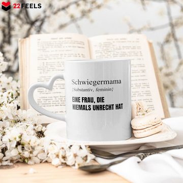 22Feels Tasse Schwiegermama Geschenk Hochzeit Frauen Mutter der Braut des Bräutigams, Keramik, Made In Germany, Spülmaschinenfest, Herzhenkel