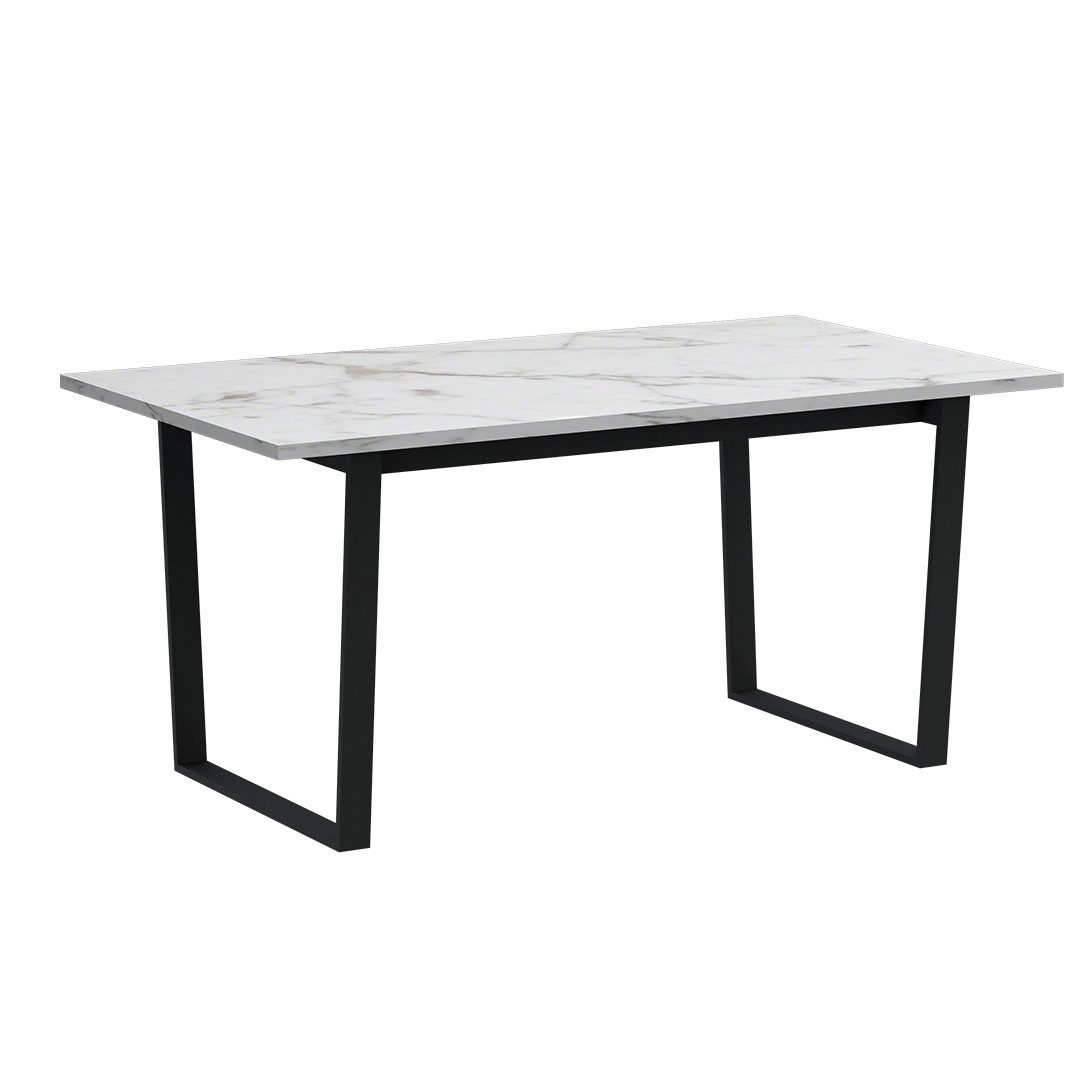 ebuy24 Esstisch Amble Esstisch 90x160cm weiß Marmor Print.