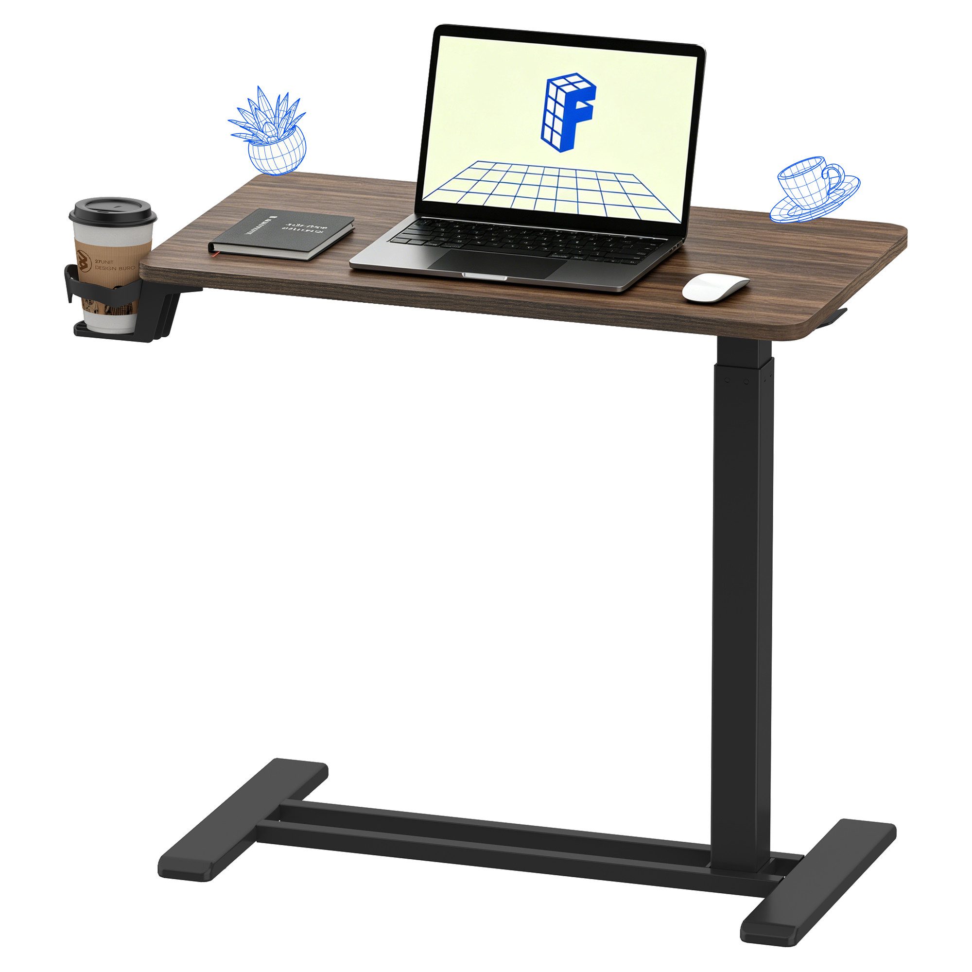 FLEXISPOT Beistelltisch Höhenverstellbar Betttisch, Laptoptisch (C-Form, ideal für Sofa, Bett & Lesestunden), mit stufenloser Höhenverstellung, 360° Rollen & einfacher Montage