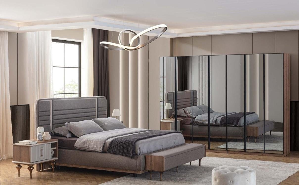 Schlafzimmer-Set Moderne Schlafzimmer Möbel Garnitur Doppelbett Nachttische