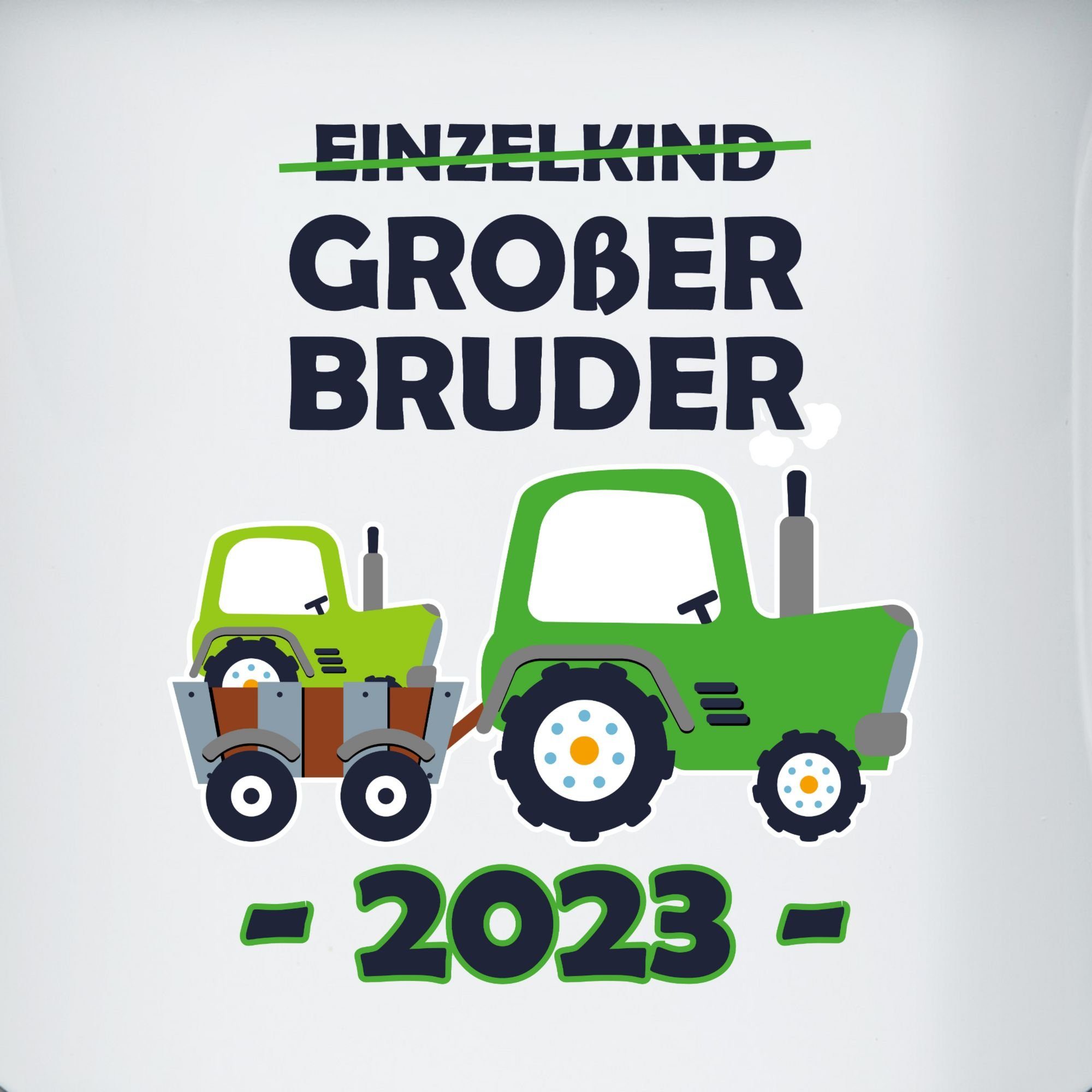 Weiß Schwarz Stahlblech, Großer Tasse Shirtracer 2023 Einzelkind 2 Großer Traktor, Bruder Bruder