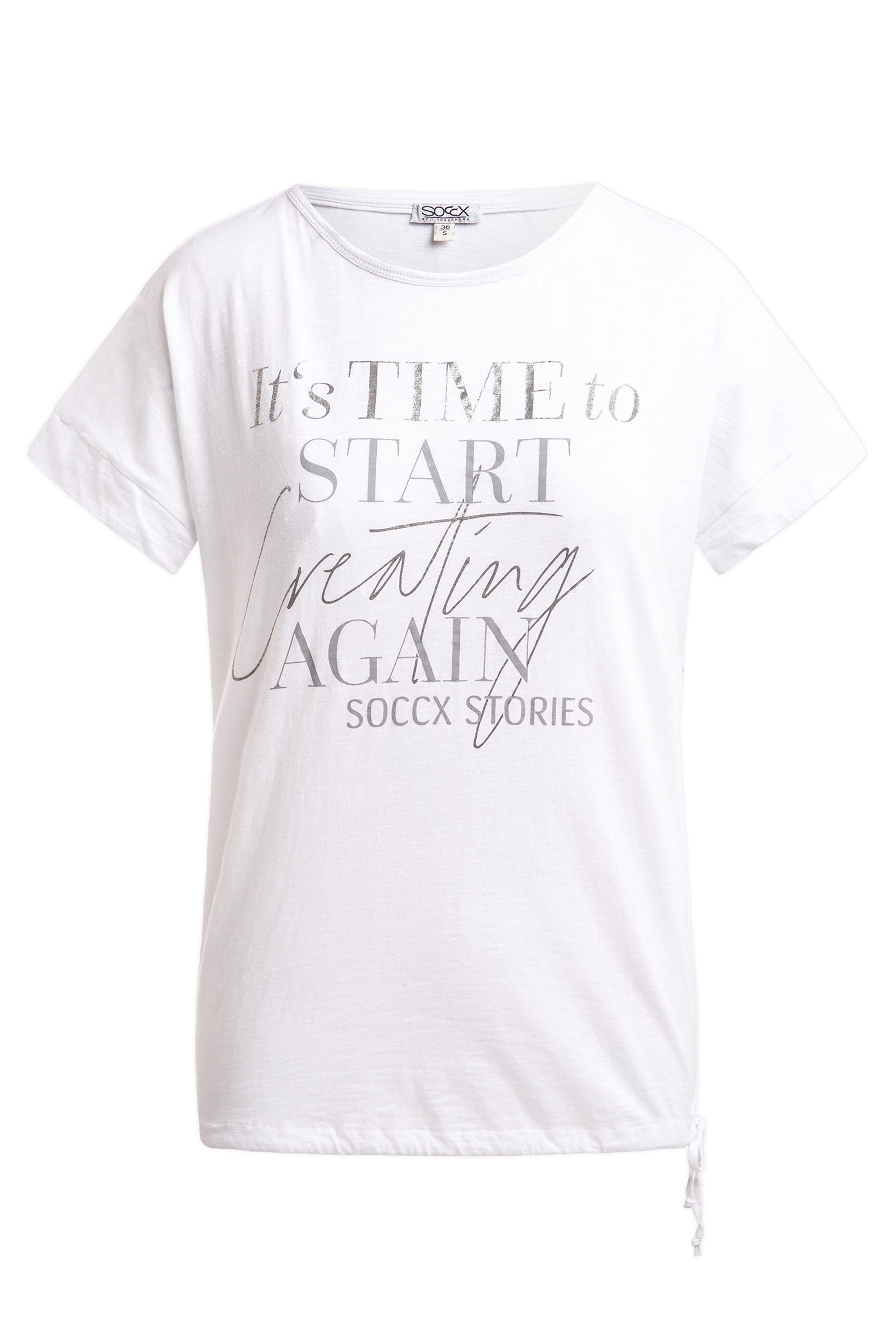 SOCCX Rundhalsshirt mit Bindeband am Saum günstig online kaufen