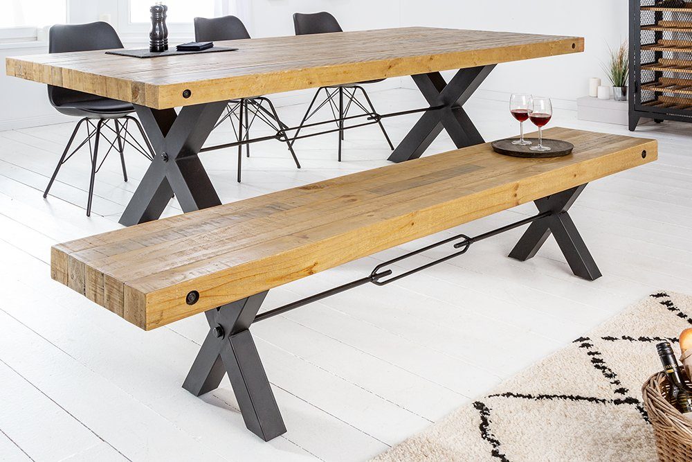 riess-ambiente Sitzbank THOR 200cm vintage braun / schwarz (Einzelartikel, günstig online kaufen