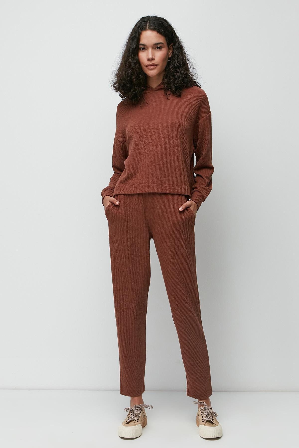 C&CITY Blusentop Gestreiftes Kapuzen-Sweatshirt-Set
