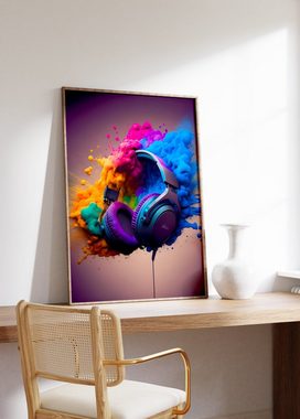 JUSTGOODMOOD Poster Premium ® Gamer Kopfhörer · Multifarben · ohne Rahmen