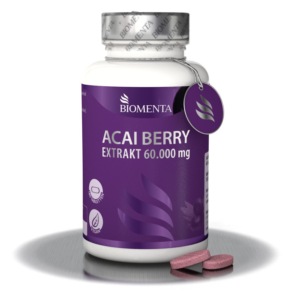 BIOMENTA Acai Beeren 60.000 mg - 180 Tabletten mit 30:1 Extrakt Tabletten, 180 St., 171 g