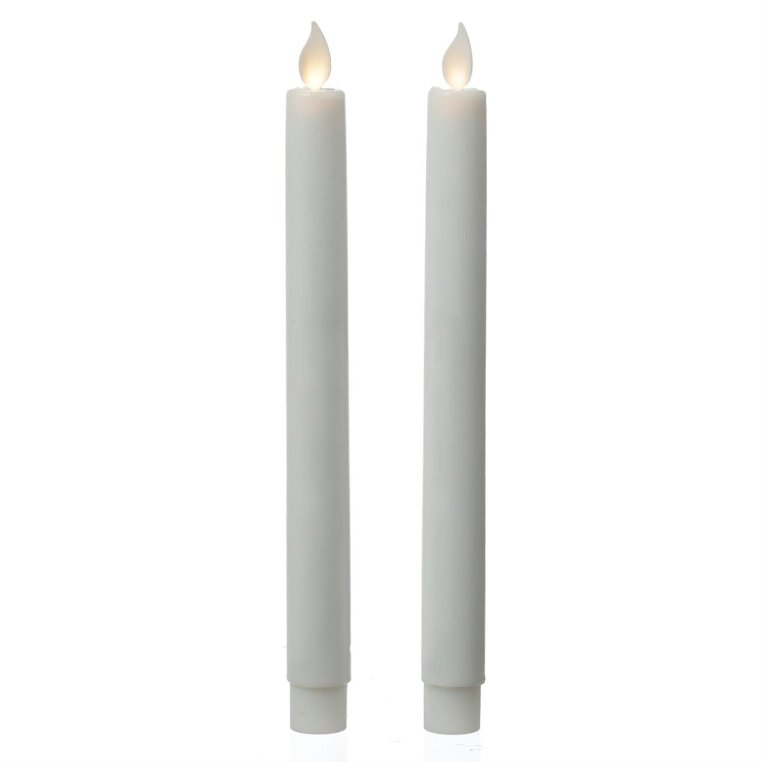 LED-Kerze LED Stabkerzen Tafelkerzen bewegliche Flamme H: 24cm 2er Set weiß