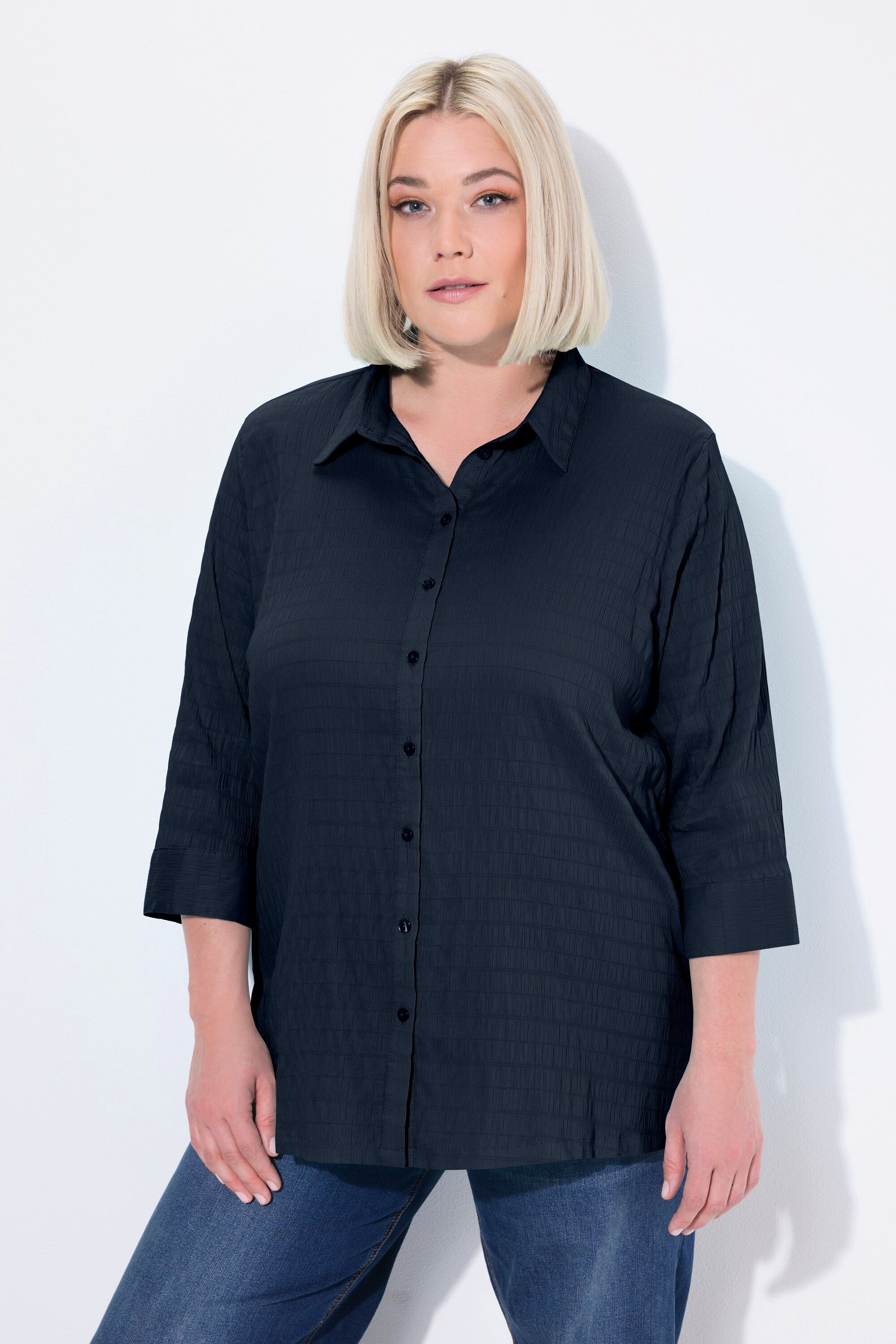 Ulla Popken Hemdbluse Bluse Bubble-Qualität Hemdkragen günstig online kaufen