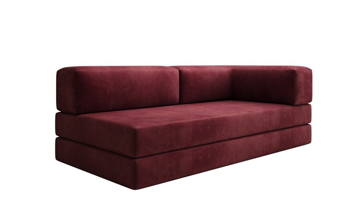 Luxusbetten24 Sofa Designer Sofa / Chaise Longue Lazy in Samt, mit umklappbarem Polster für mehr Liegefläche