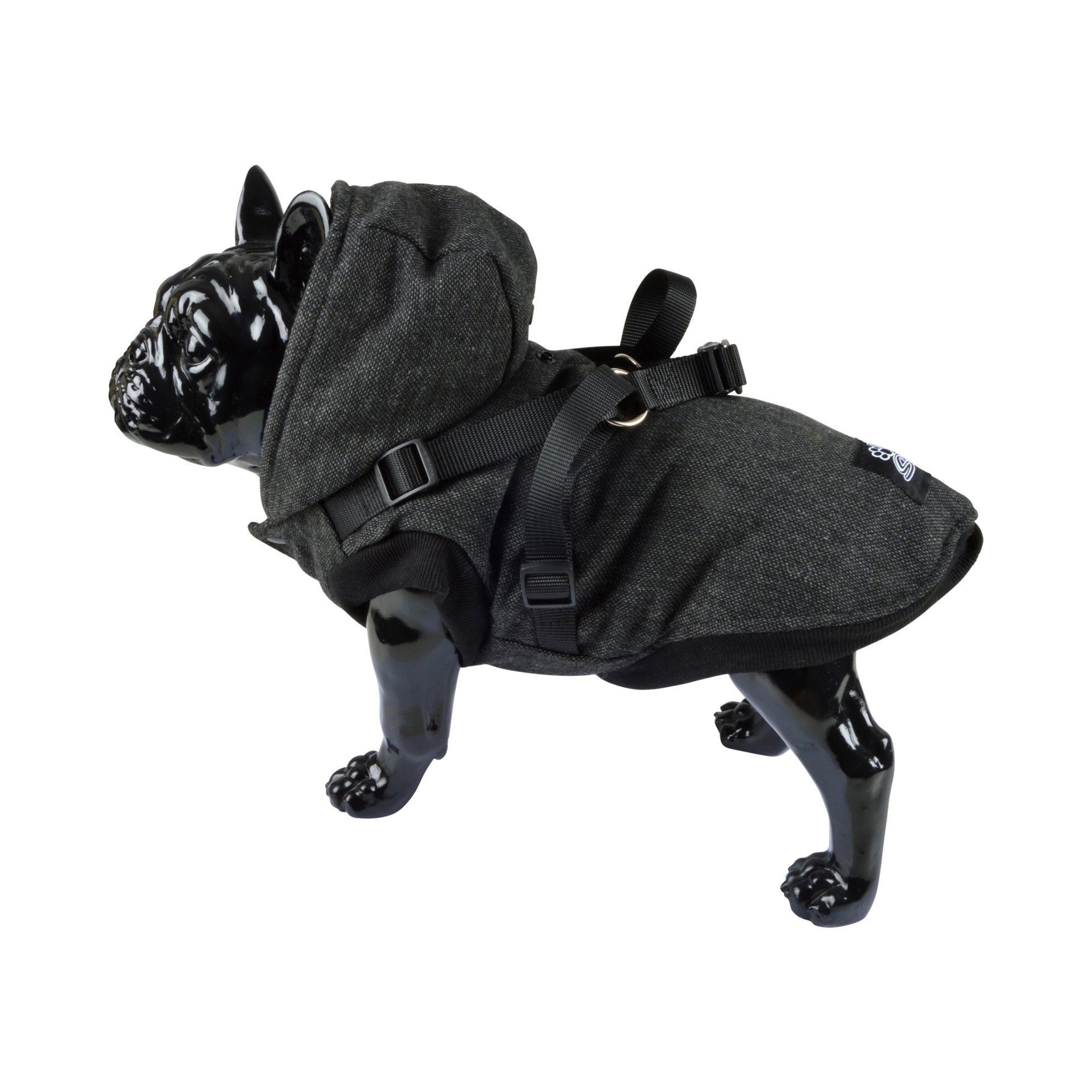 dynamic24 Hundejacke, Mantel mit Gurt Winterjacke Hundebekleidung anthrazit