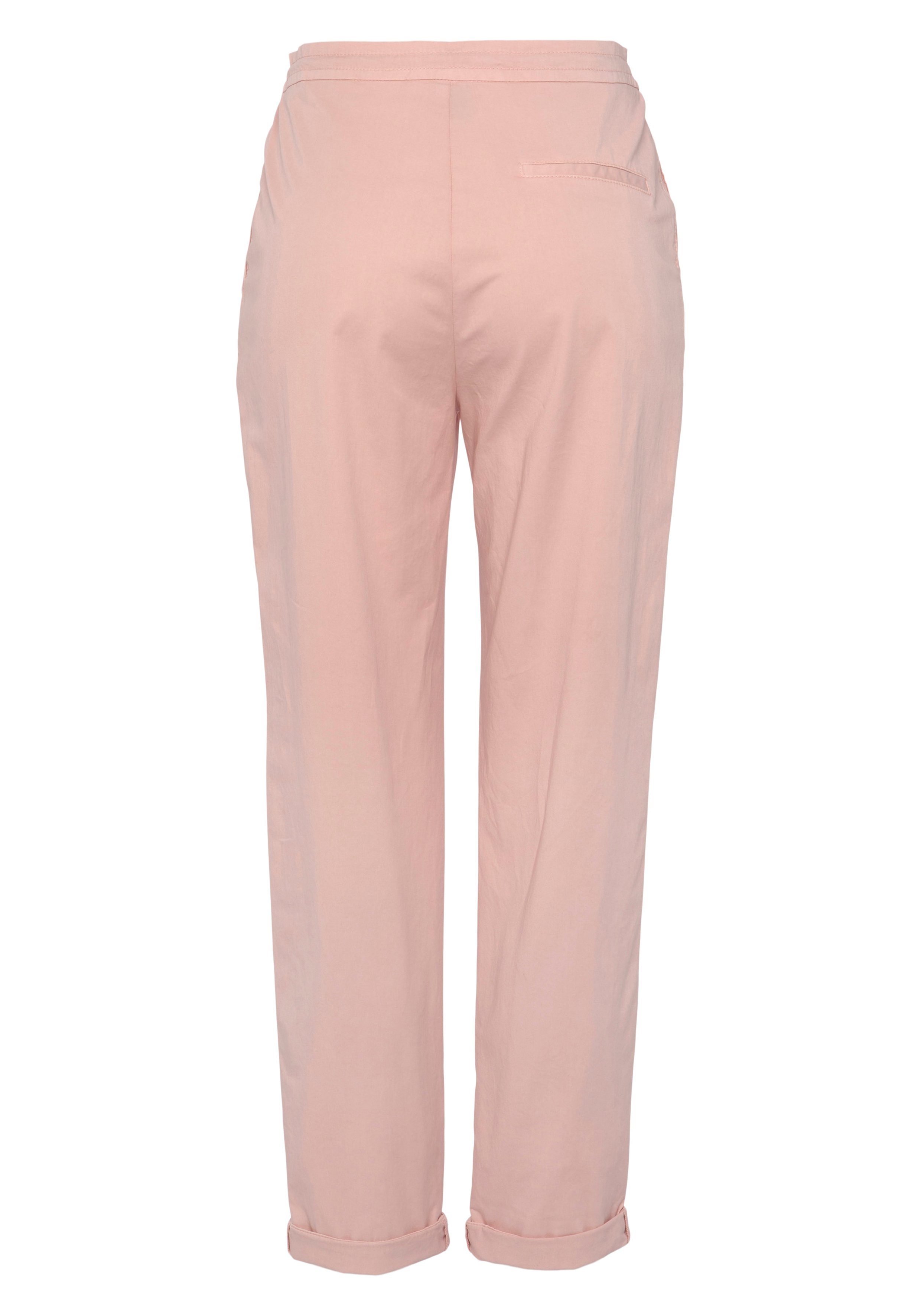 Sommer Bein, geradem Jerseyhose mit mit Chinohose HUGO BOSS Leinenhose ähnlich pink Strech ORANGE