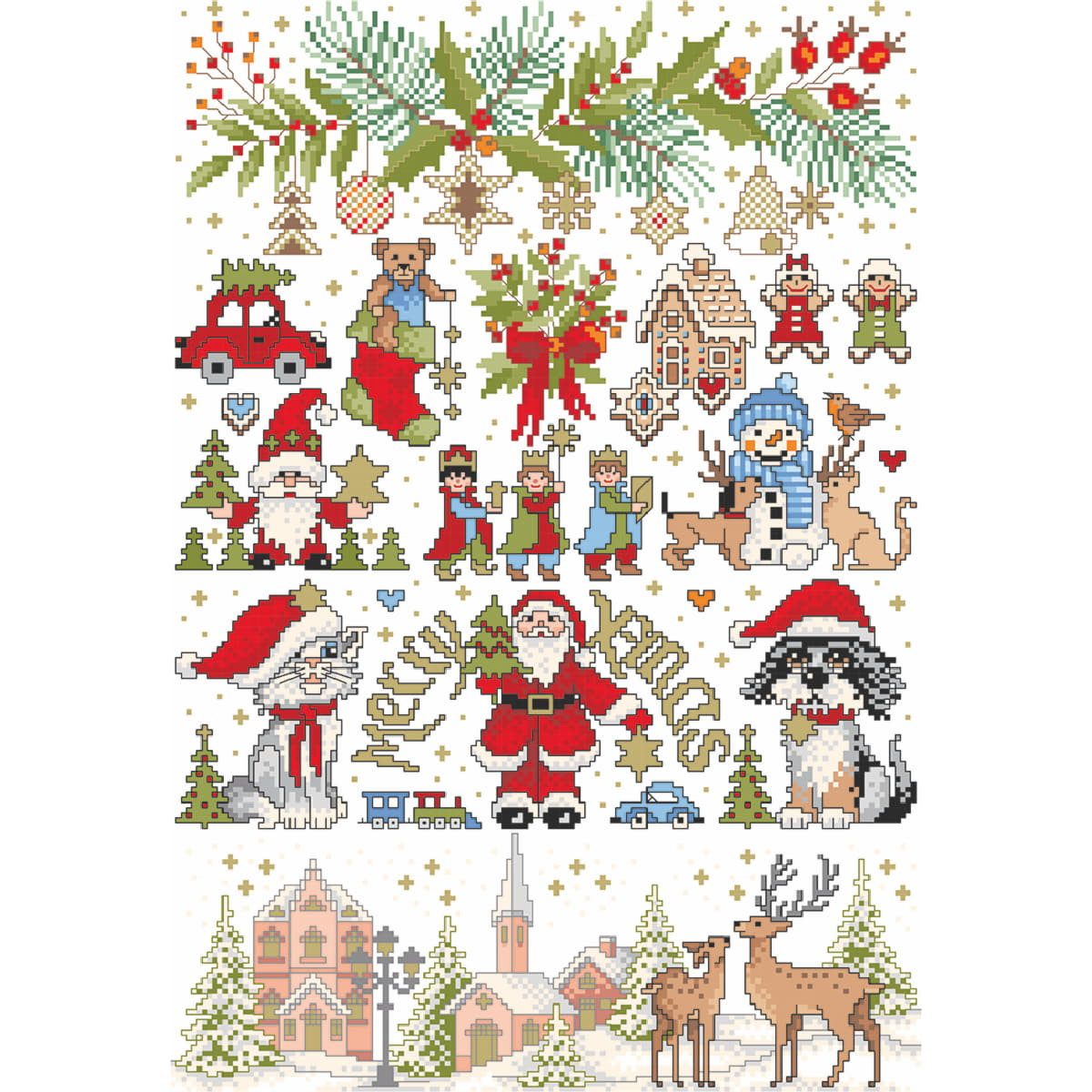 Lindner´s Kreuzstiche Kreativset Lindner´s Kreuzstich Zählmuster Vorlage "Bunte Weihnacht", 160, (embroidery kit by Marussia)