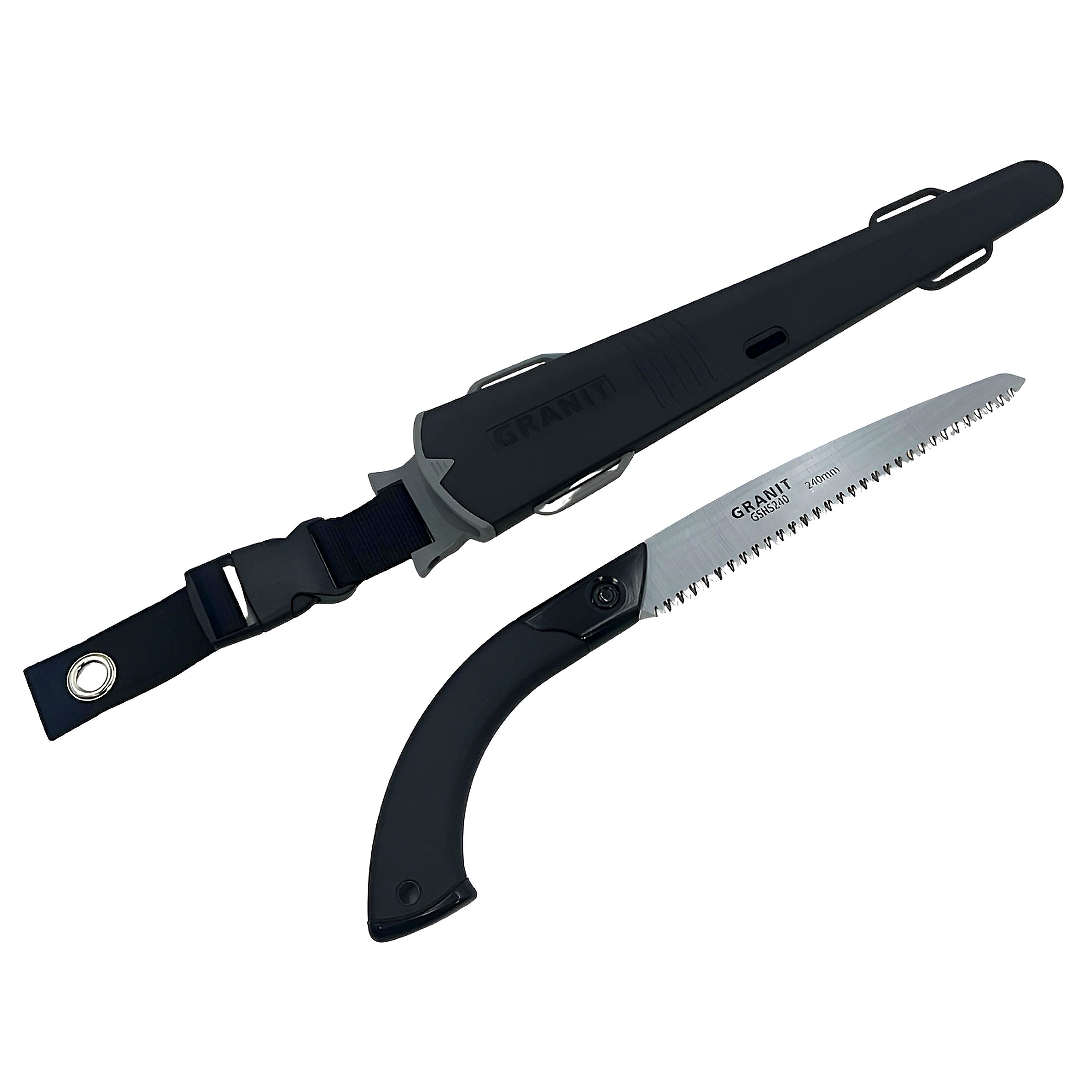 Uzman Gartensäge Astsäge mit Schwerttasche aus gehärtetem Stahl 330 - 240mm (Säge + Schwerttasche), Gehärtetes Stahlblatt, Ergonomischer Griff, Für Garten und Forst