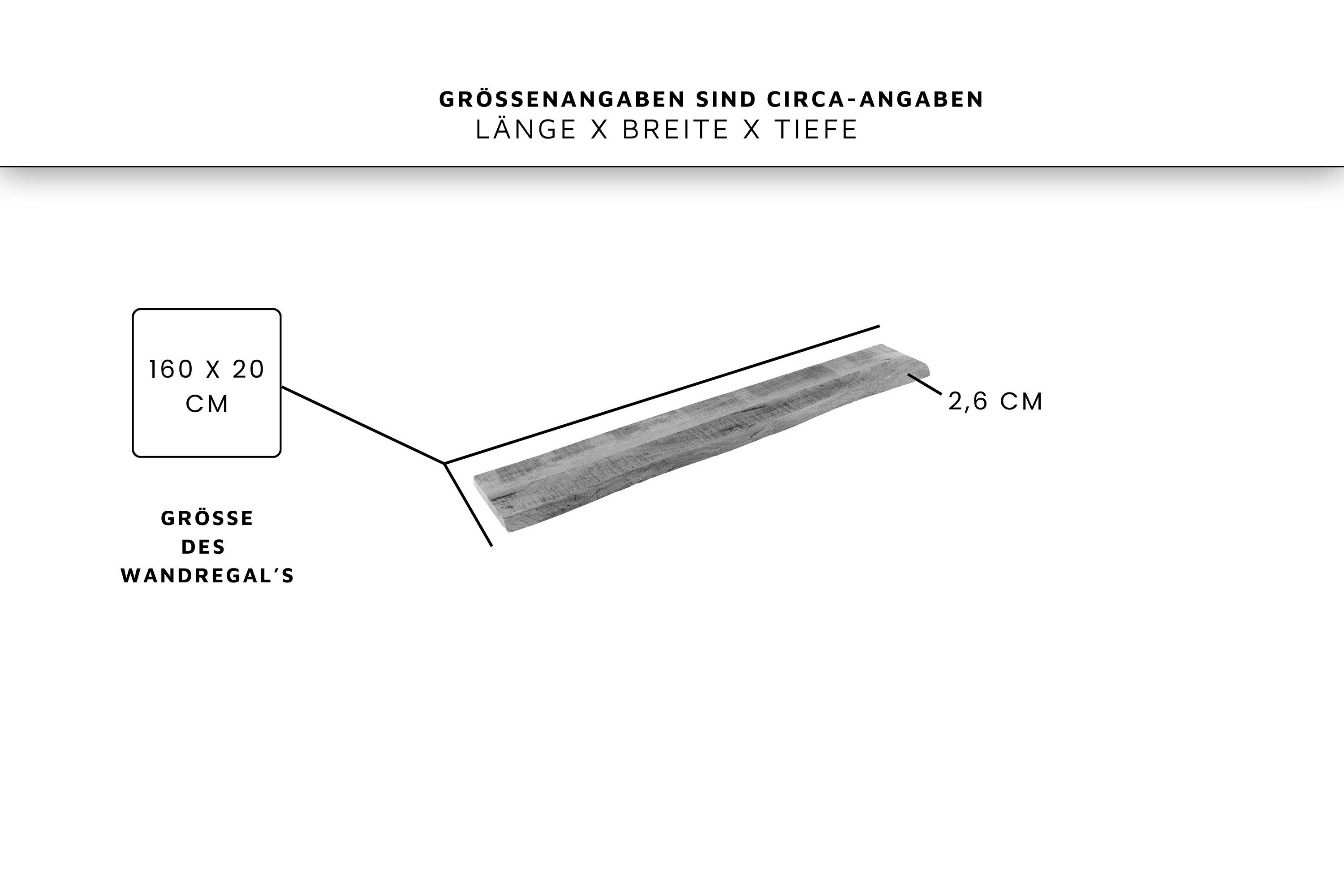 SAM® Wandregal Amara, massives Mangoholz, Baumkante, günstig online kaufen