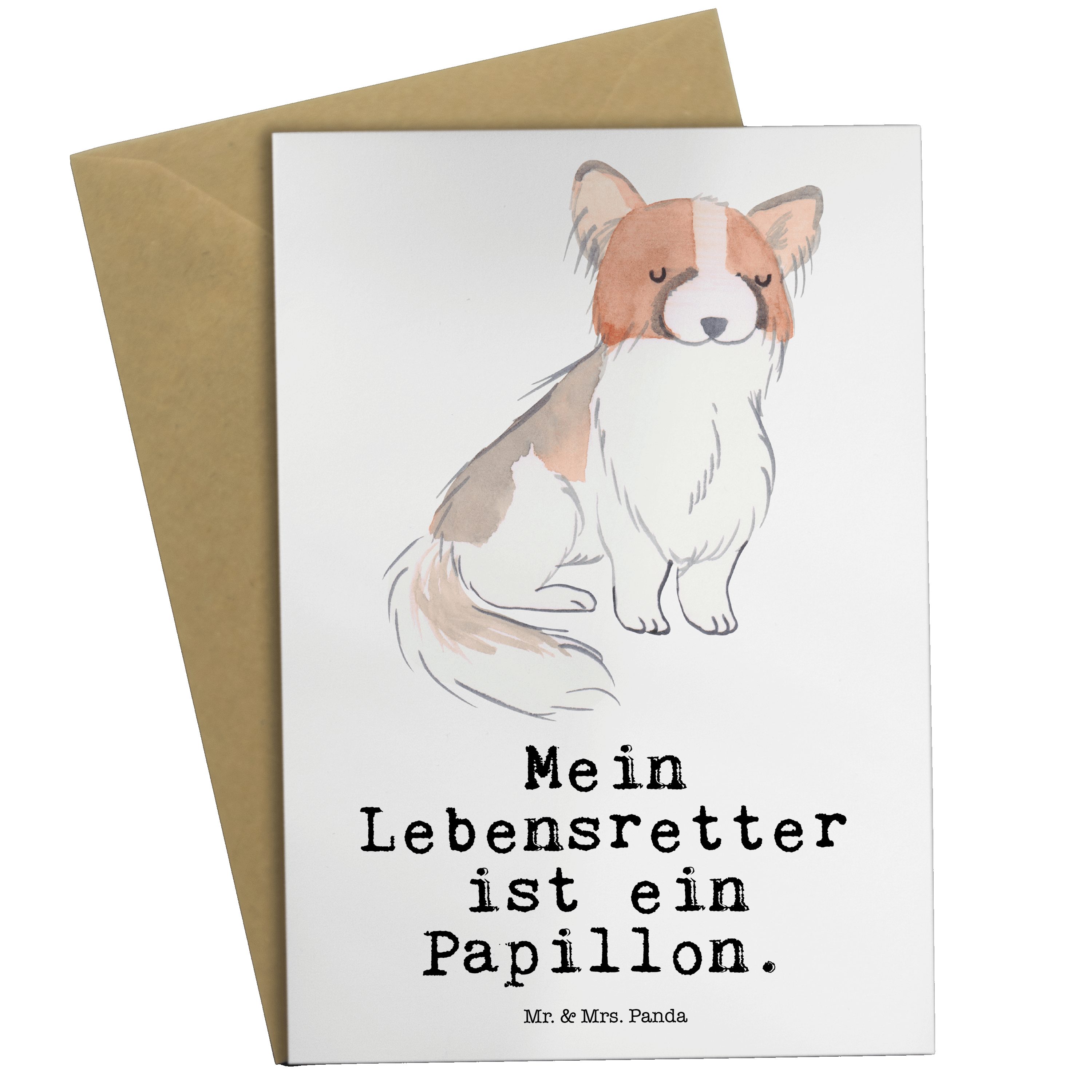 Mr. & Mrs. Panda Grußkarte Papillon Lebensretter - Weiß - Geschenk, Einladungskarte, Kontinental