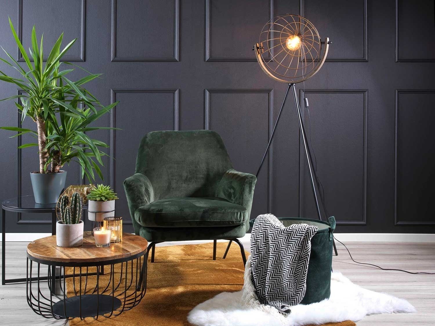 GLOBO LIGHTING Stehlampe Dreibeinleuchte NETTY, Höhe 160 cm, Schwarz matt, ohne Leuchtmittel, Metall