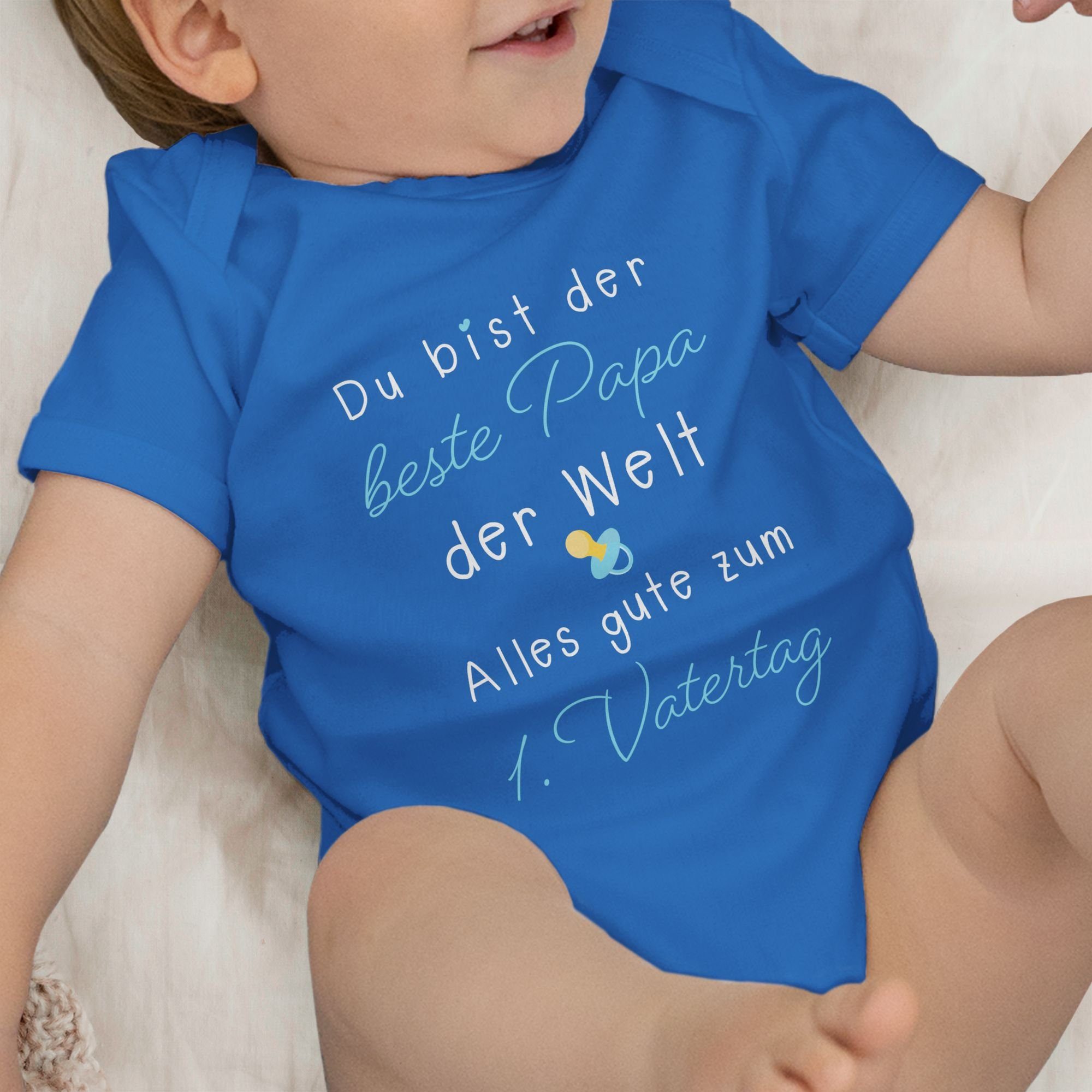 Shirtracer Shirtbody 1. Vatertag - der Baby Papa Welt Geschenk Du 1 beste Vatertag der Royalblau bist