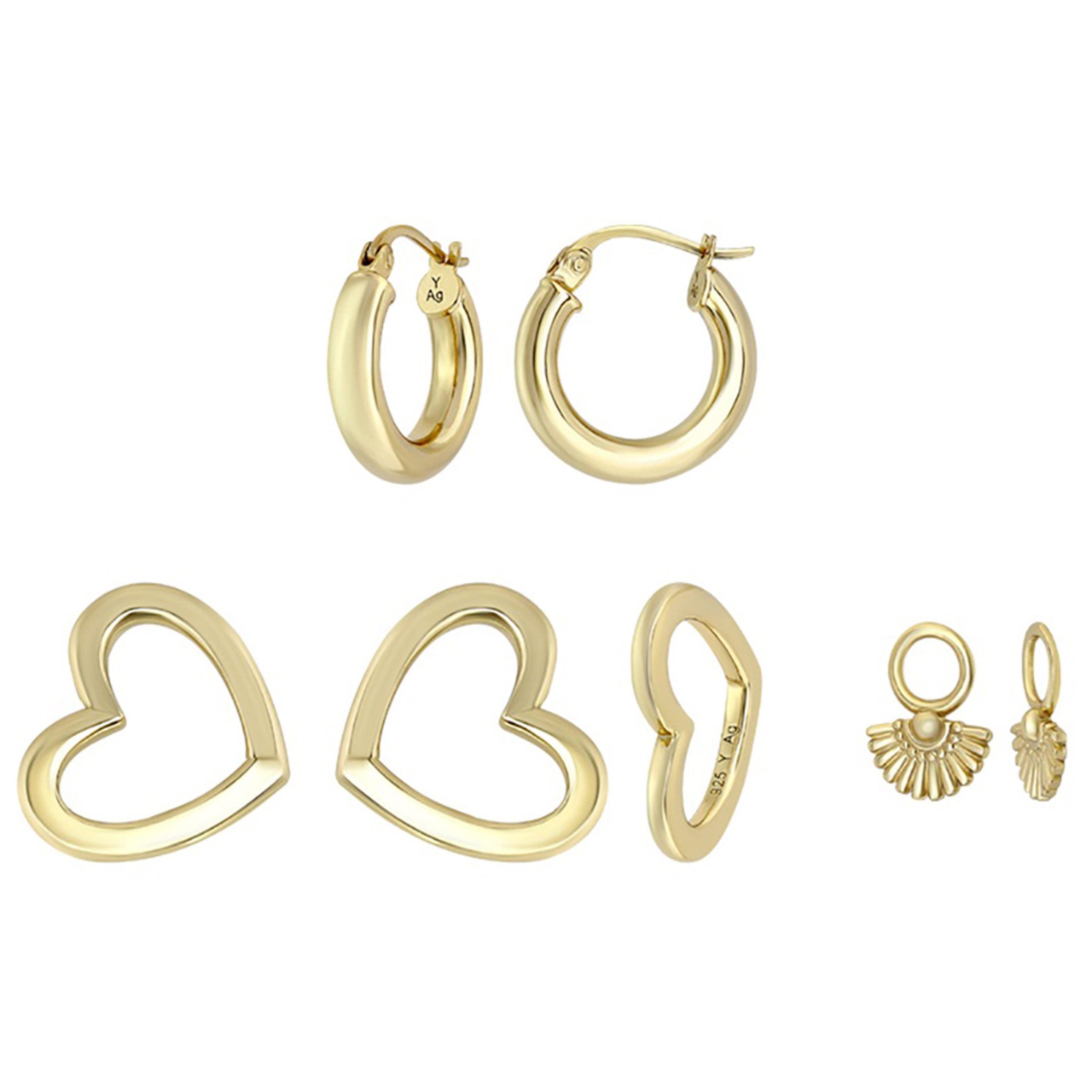 Paar Creolen Multipack Schmuck Geschenk Silber 925 Ohrschmuck Ohrringe Charm