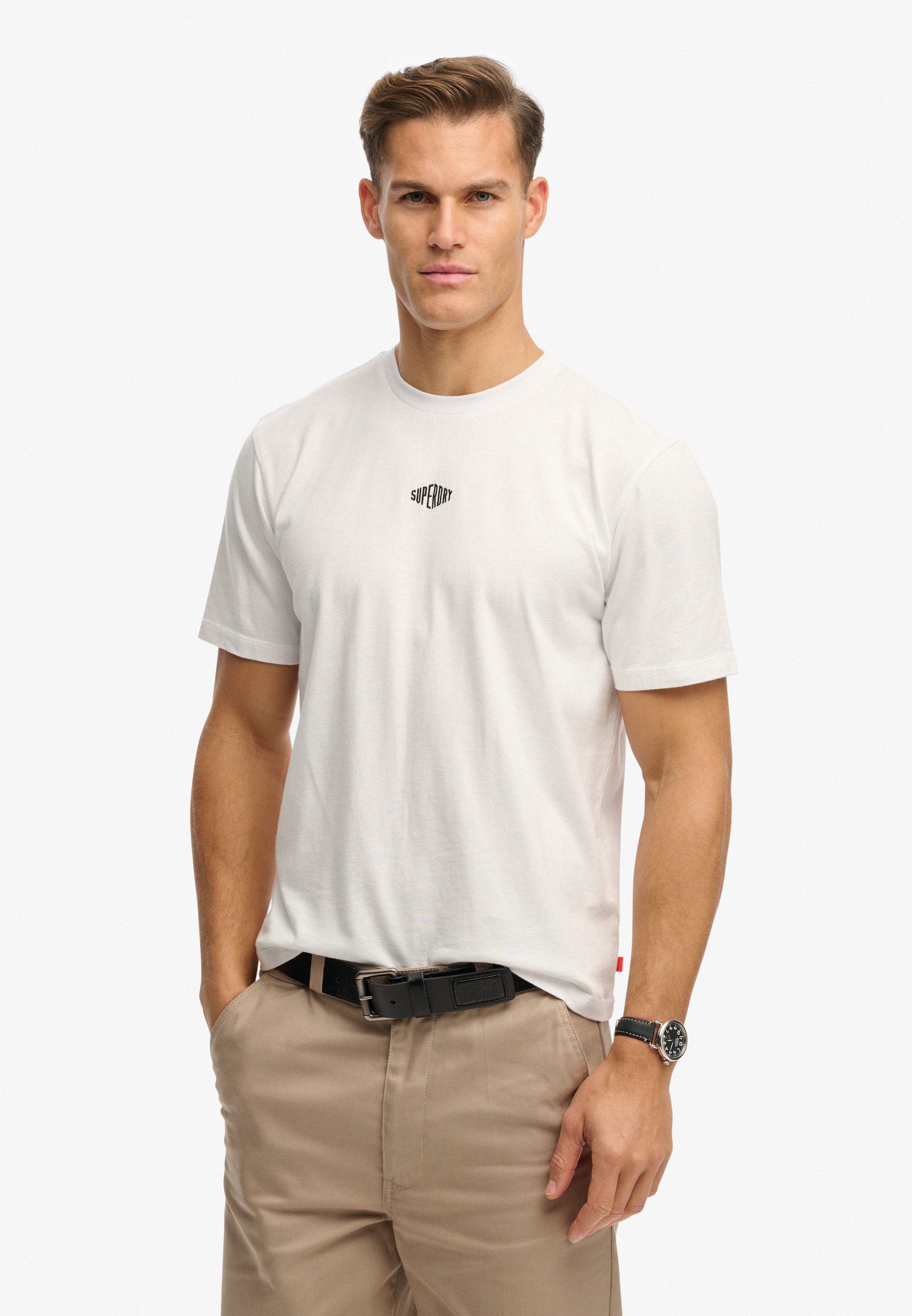 Superdry Herren Micro Logo T-shirt White - Größe: L