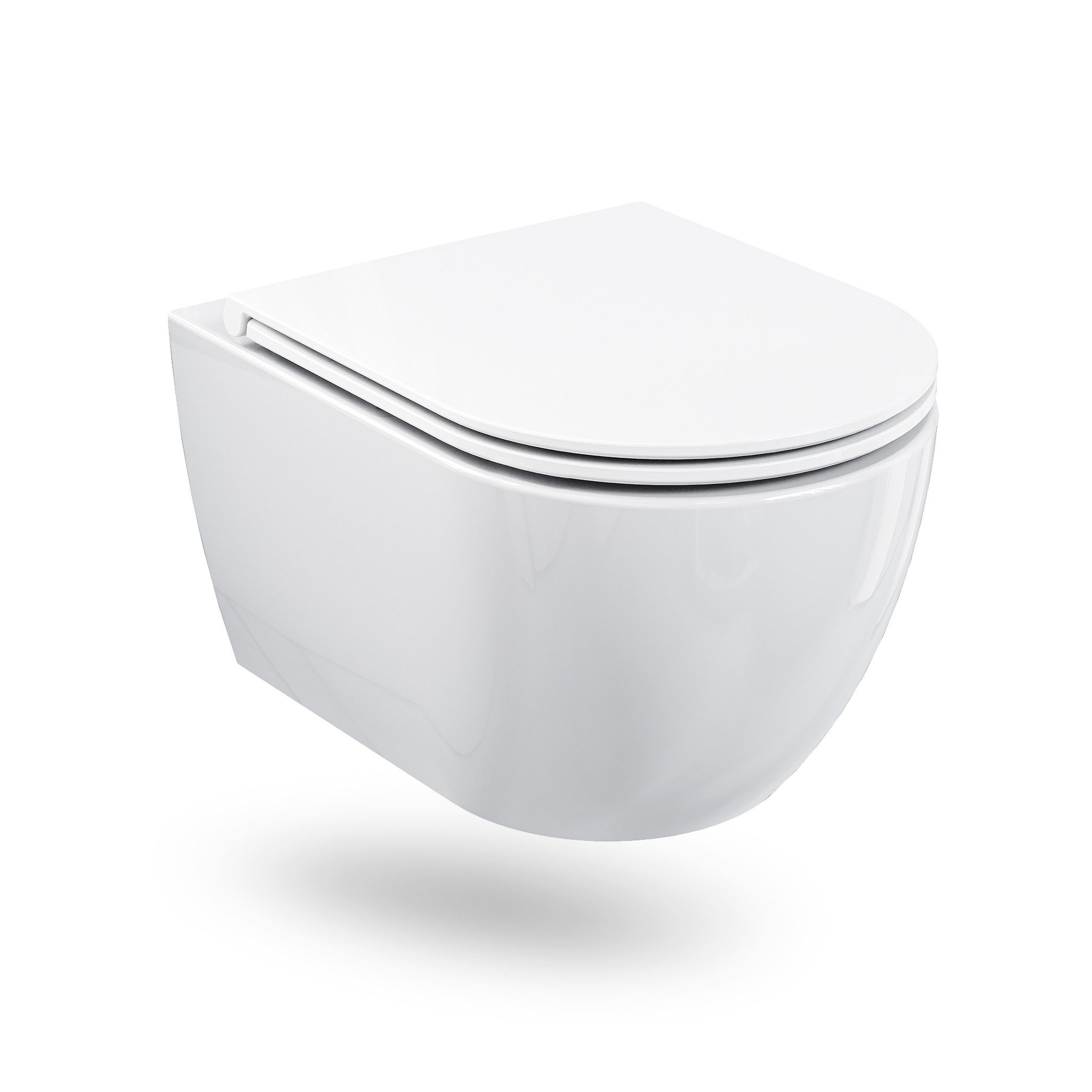 HOROW Tiefspül-WC Spülrandloses Hänge WC – Toilette Weiß, Wand WC, Abgang WC, 360° Einloch Spülung toiletten mit Soft-Close WC Sitz, Wand-WC mit Absenkautomatik WC-Sitz