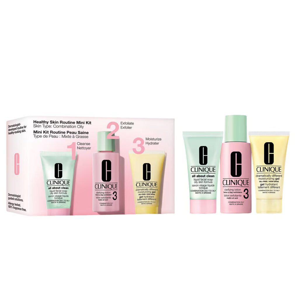 CLINIQUE Hautpflege-Set Geschenkset für Mischhaut bis fettige Haut Mini Kit Routine