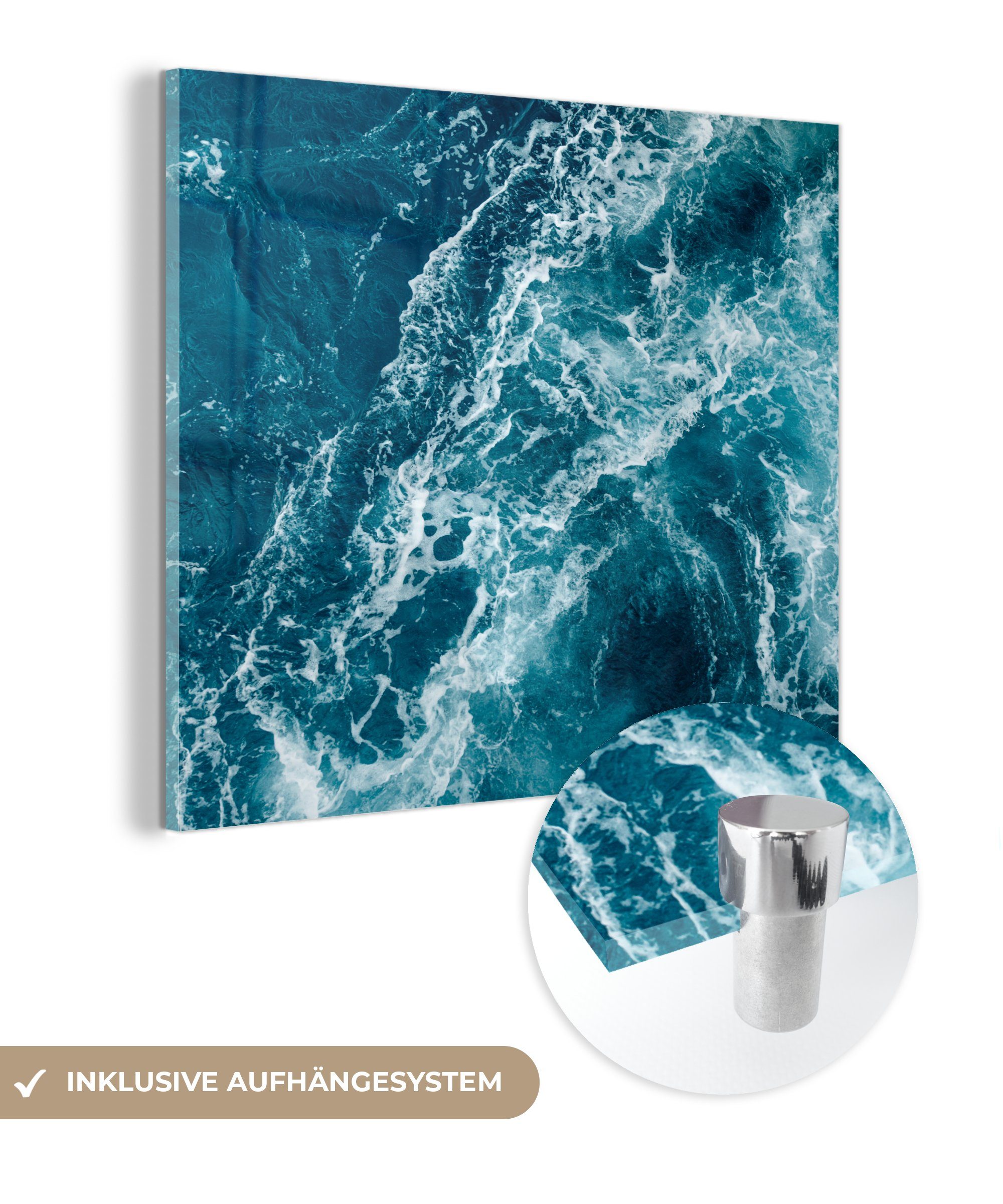MuchoWow Acrylglasbild Meer - Wasser - Golf, (1 St), Glasbilder - Bilder auf Glas Wandbild - Foto auf Glas - Wanddekoration
