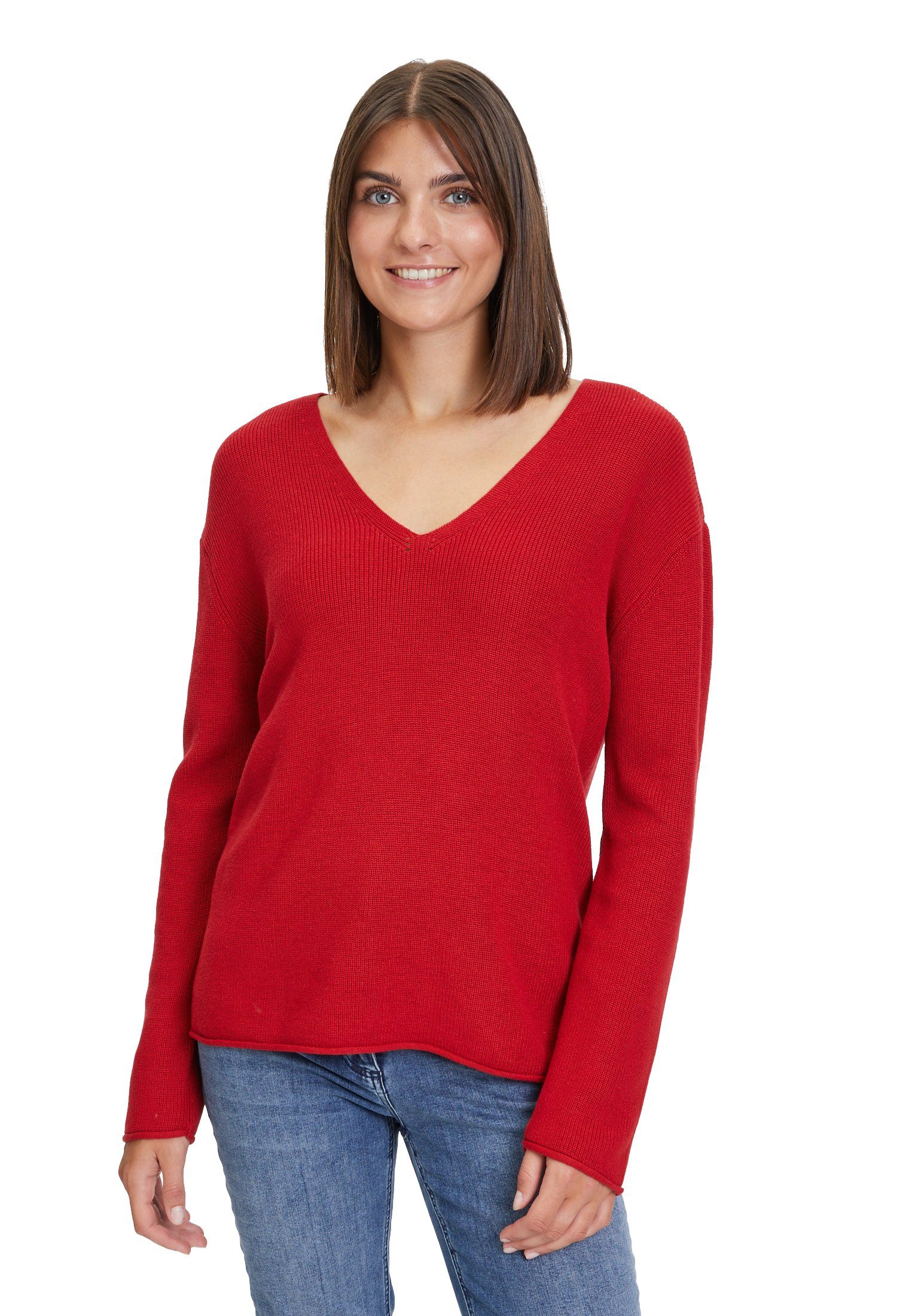 Betty Barclay Strickpullover mit Strickdetails (1-tlg) Strick Rot
