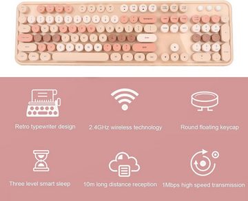 ciciglow Folientastatur-Design mit Retro-Schreibmaschinenstil Tastatur- und Maus-Set, mit Ergonomischer Komfort, mechanisches Flair, Plug-and-Play Komfort
