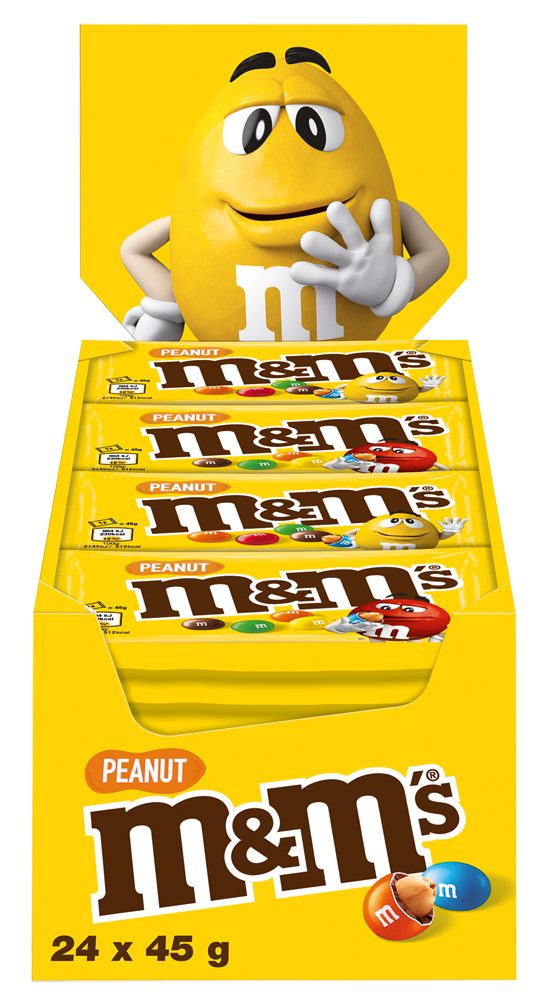 Mars GmbH Süßigkeit M&M'S Peanut 24x45g Schokolinsen, Schokolinsen, Schokolade, M&M, Peanut, Nuss, Erdnuss