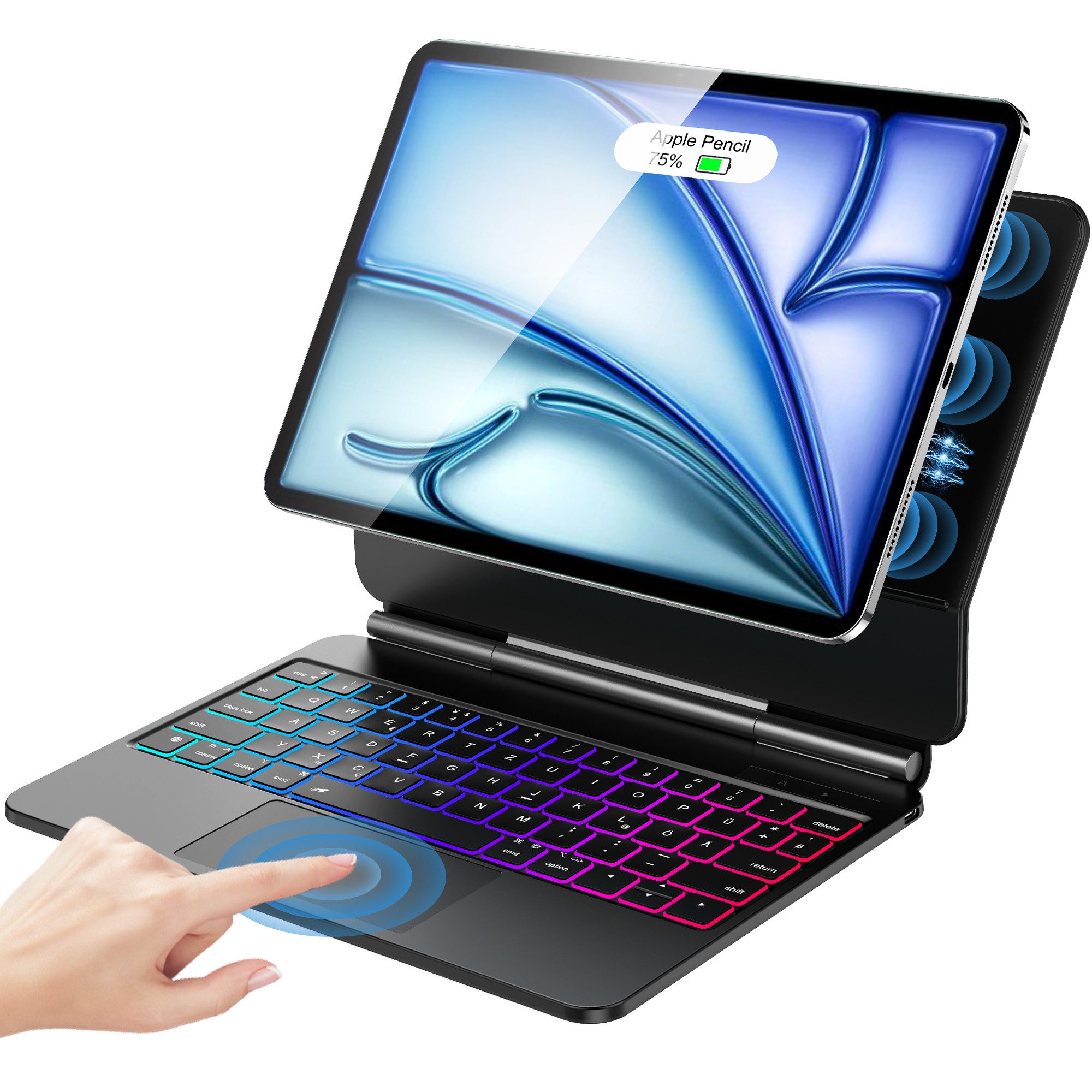 Forrlite Magic-Keyboard iPad-Tastatur (iPad-Tastaturhülle für 11" Pro (1.-4. Gen) & Air (4., 5. Gen, M2)