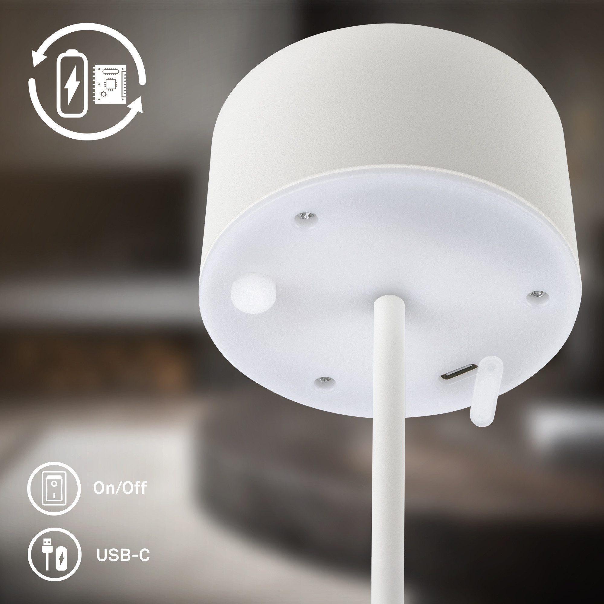 Briloner Leuchten LED Tischleuchte KIRA, LED wechselbar, Warmweiß, 8x19 cm, Akku tauschbar, Indoor/Outdoor, Wohnzimmer, Flur, Balkon – Bild 5 von 5