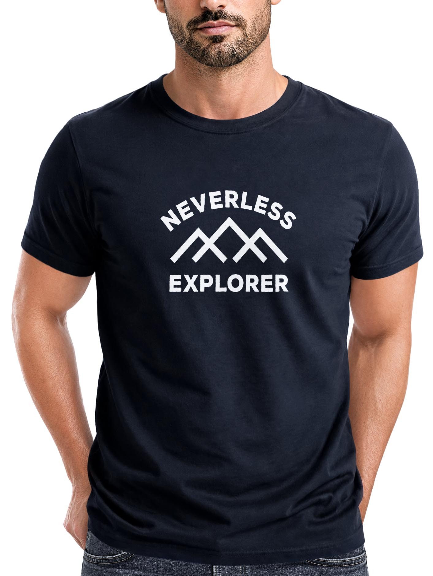 Print-Shirt Herren T-Shirt Aufdruck Outdoor Shirt mit Bergmotiv & Statement Print