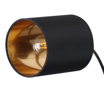 etc-shop Stehlampe, Leuchtmittel nicht inklusive, Design Standleuchte 5 flammig Textilschirme schwarz gold