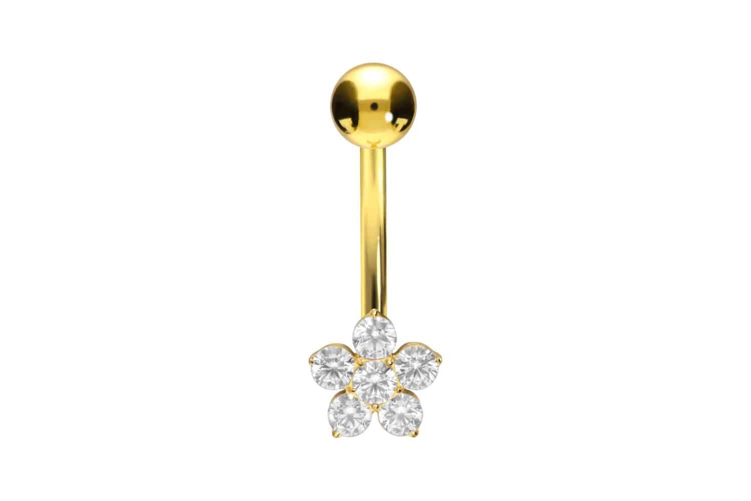 Bauchnabelpiercing Titan Bananabell mit Innengewinde KRISTALLBLUME