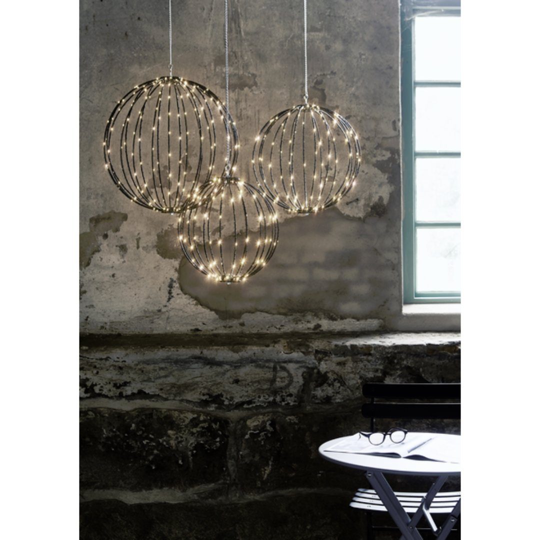 LED Gartenleuchte 3er Set LED 3D-Kugel "Mounty" schwarz, Ø 30cm + 40cm + 50cm 230V